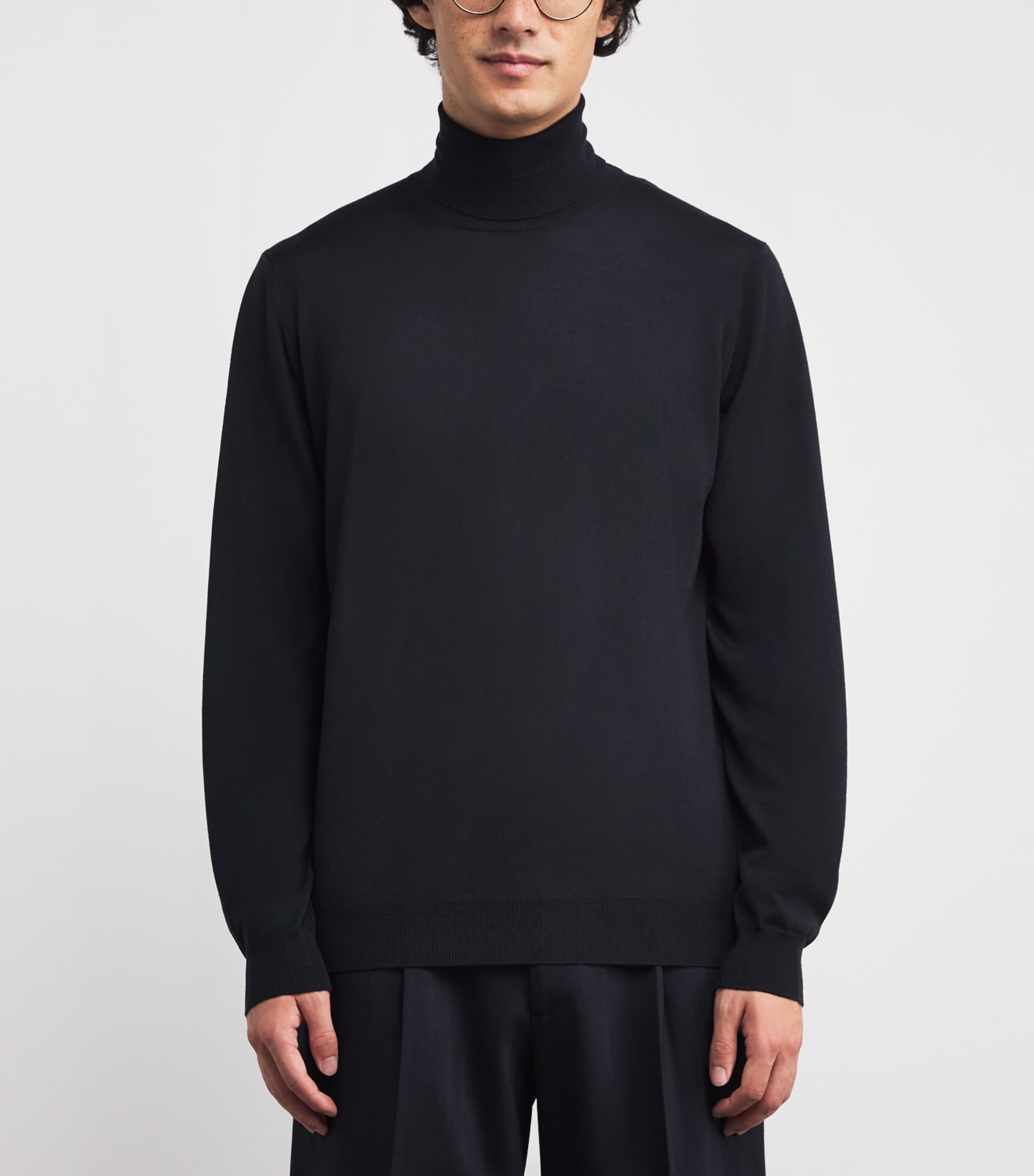 Virgin Wool Rollneck Sweater 850-NAVY Image 3