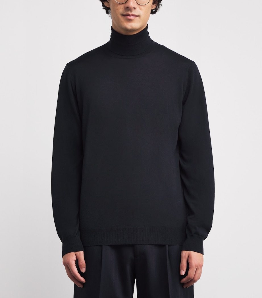 Virgin Wool Rollneck Sweater 850-NAVY Image 3