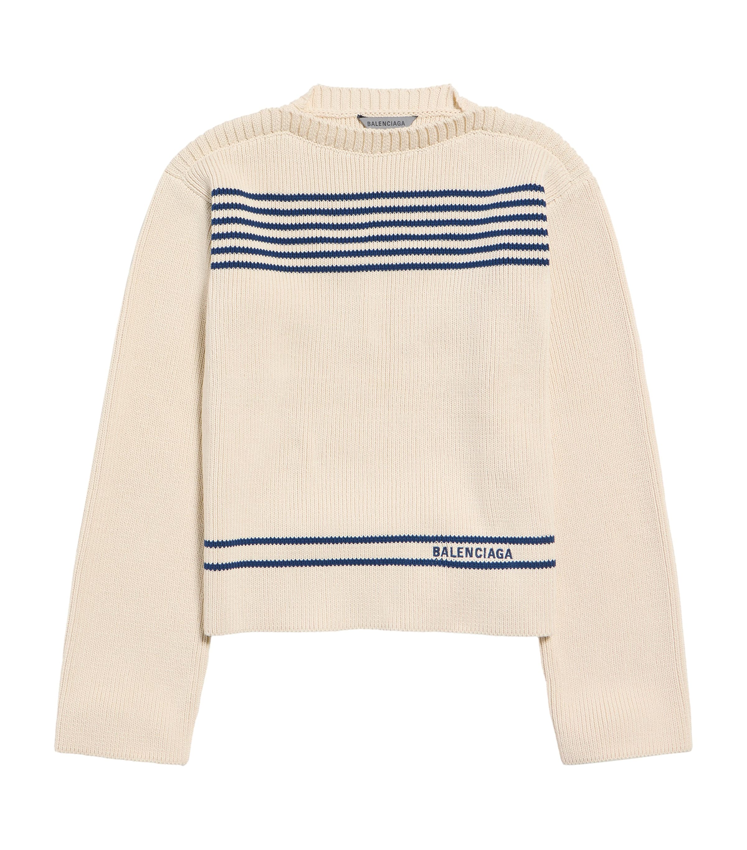 Balenciaga Womens Cotton Striped Sweater Image 1