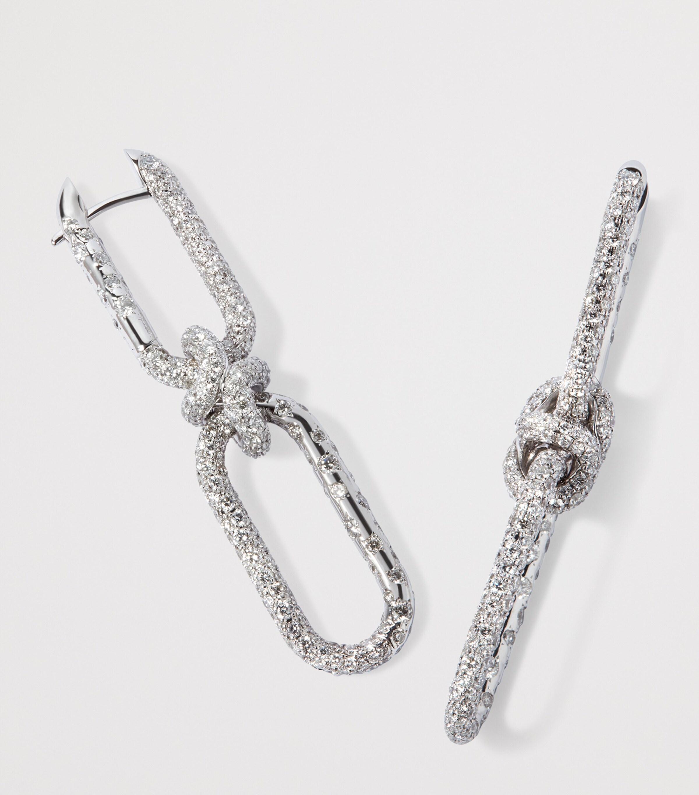 White Gold and Diamond Knuckle Dust Double Hoop Earrings WHITE GOLD Image 2