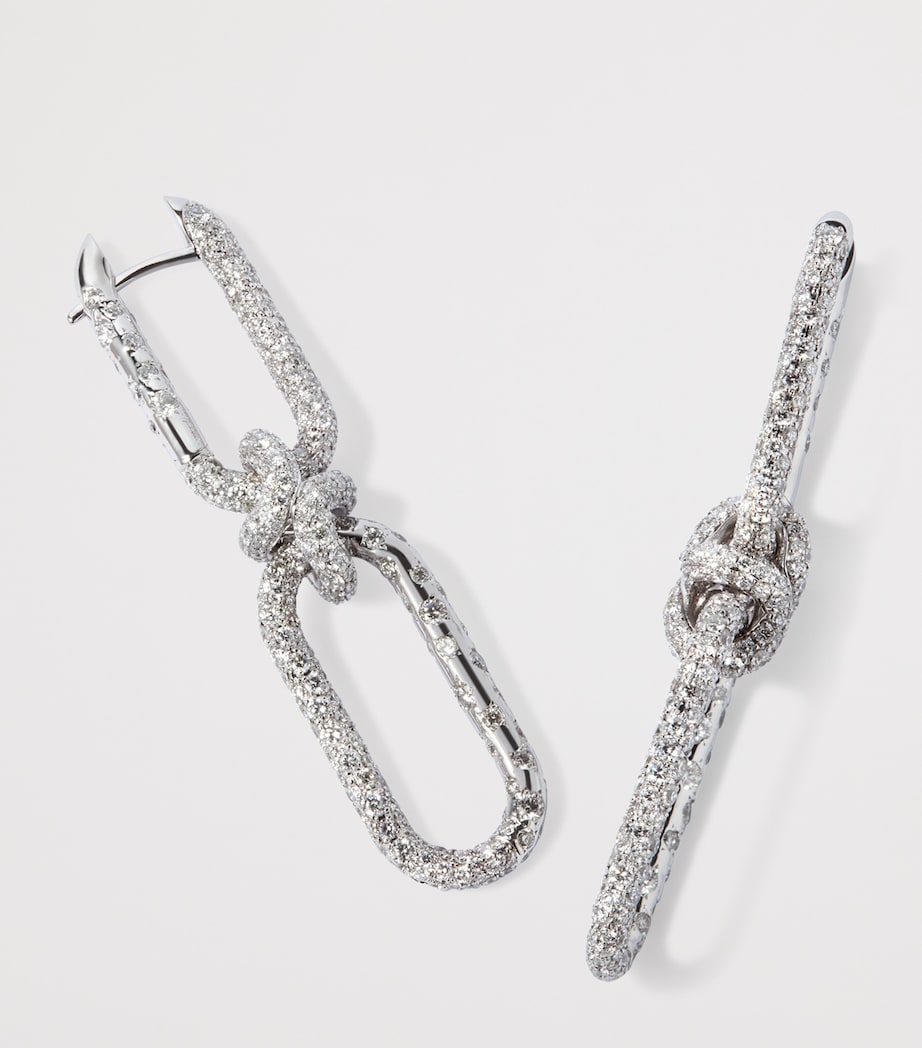 White Gold and Diamond Knuckle Dust Double Hoop Earrings WHITE GOLD Image 2