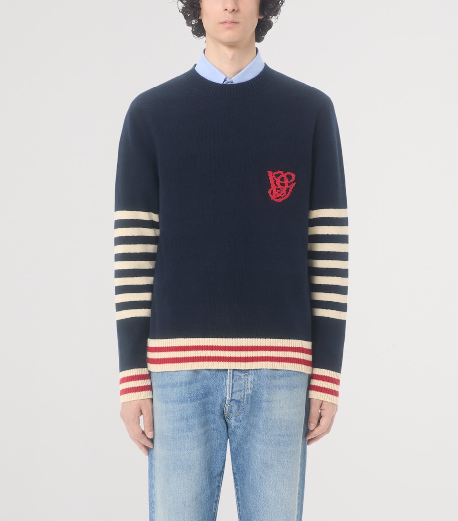 Wool Embroidered Stripe Sweater BLB Image 2