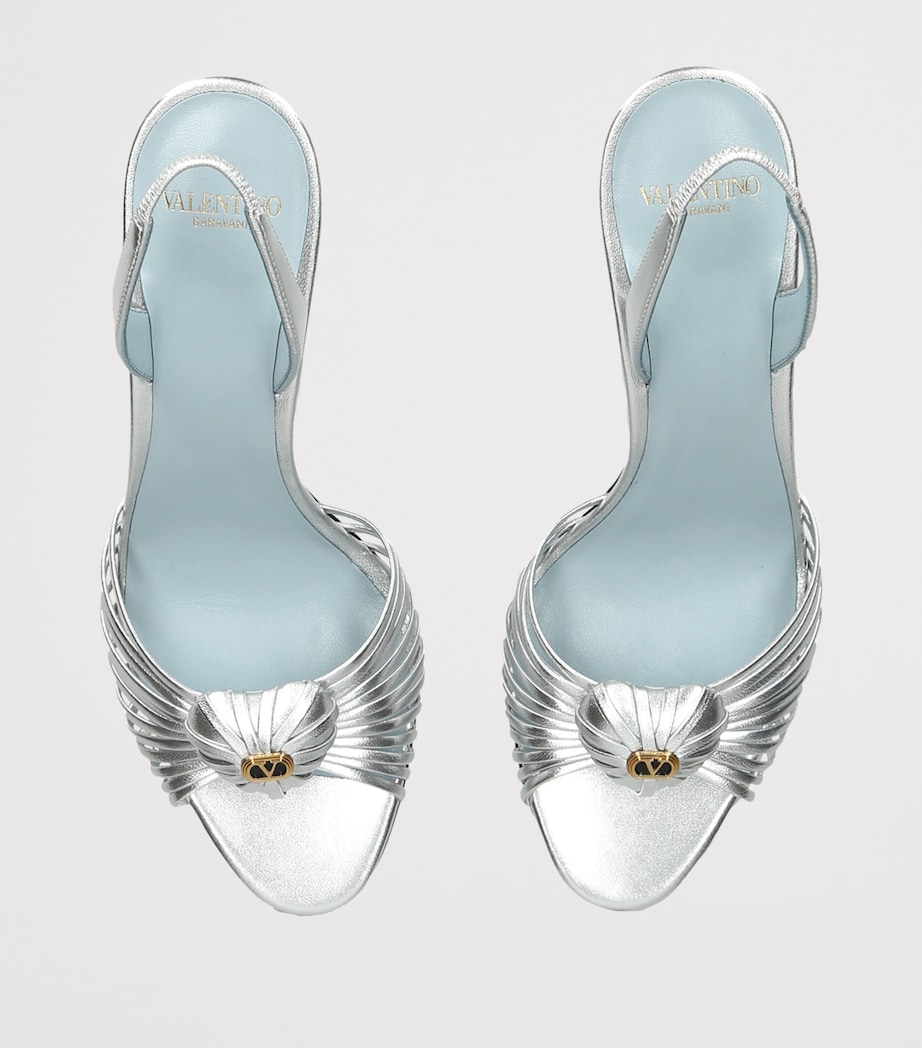 Valentino Garavani Metallic Leather Royal Slingback Heels 85 Silver Image 4