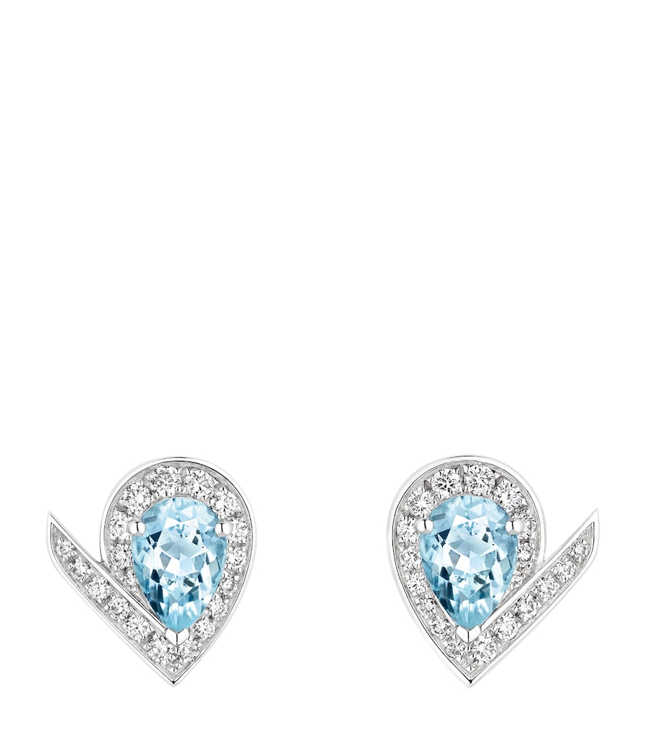 White Gold, Diamond and Aquamarine Joséphine Aigrette Stud Earrings WHITE GOLD Image 1