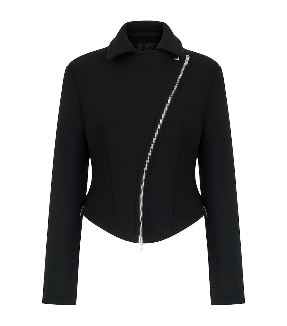 Alaïa Womens Double-Faced Wool Biker Jacket Black Image 1