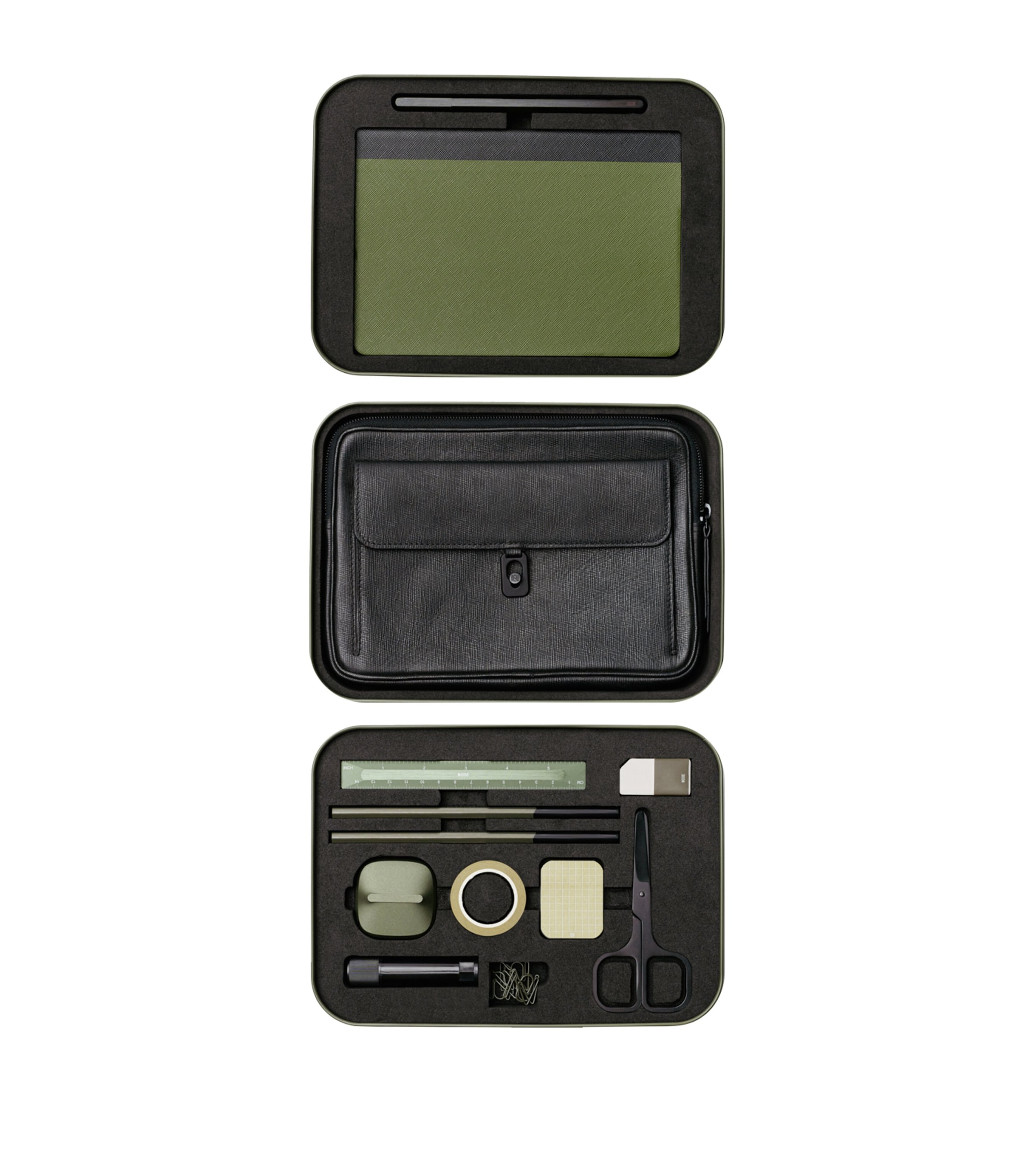 Bento Jot 3-Layer Stationary Storage Box GREEN Image 2