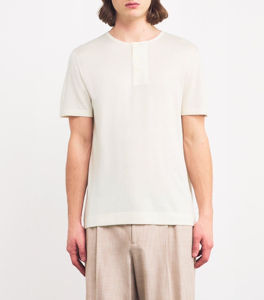 Silk-Linen Hayes Henley Shirt IVORY Image 3