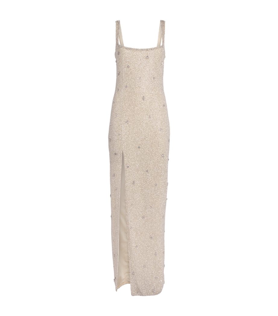 Clio Peppiatt Womens Embellished Pamela Midi Dress Platinum Image 1