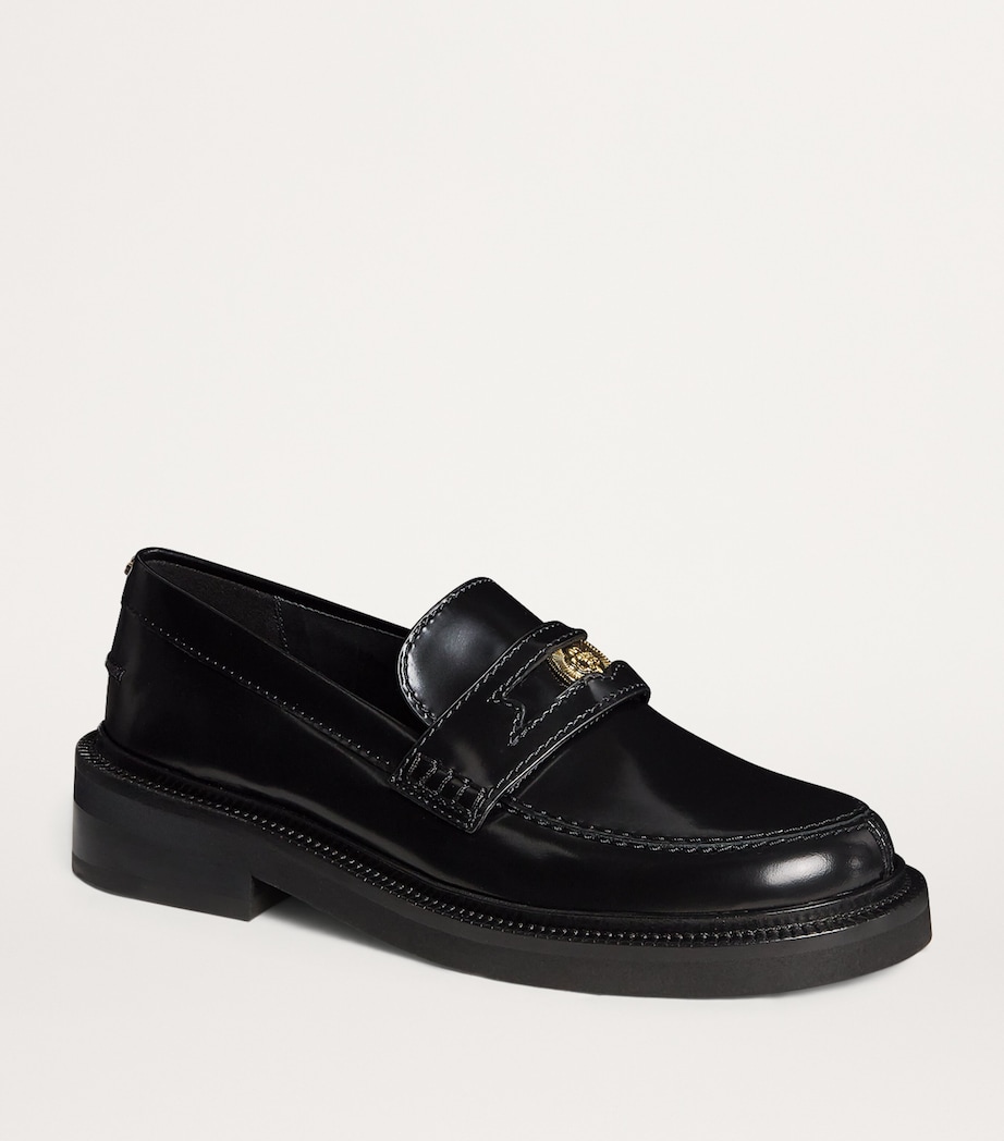 Leather Penny Loafers BLACK Image 4
