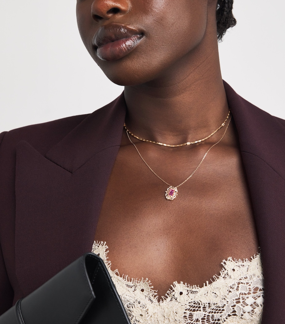 Suzanne Kalan Rose Gold and Diamond Thin Block Chain Necklace Rg/wd Image 4