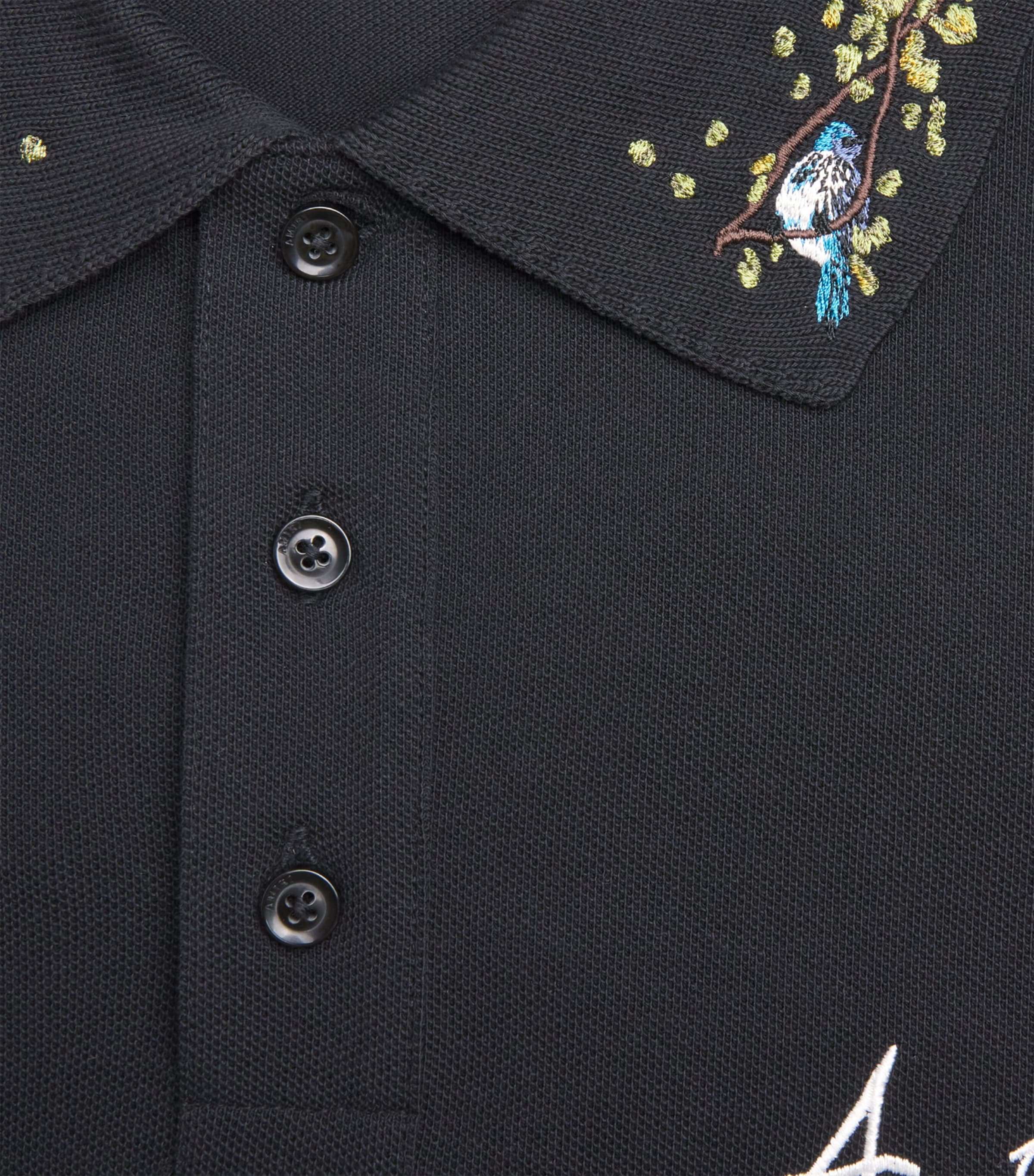 AMIRI Mens Cotton Embroidered Polo Shirt Black Image 6