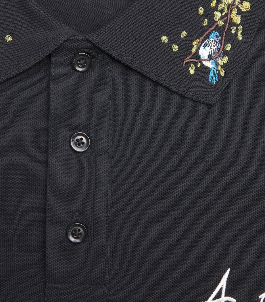 AMIRI Mens Cotton Embroidered Polo Shirt Black Image 6