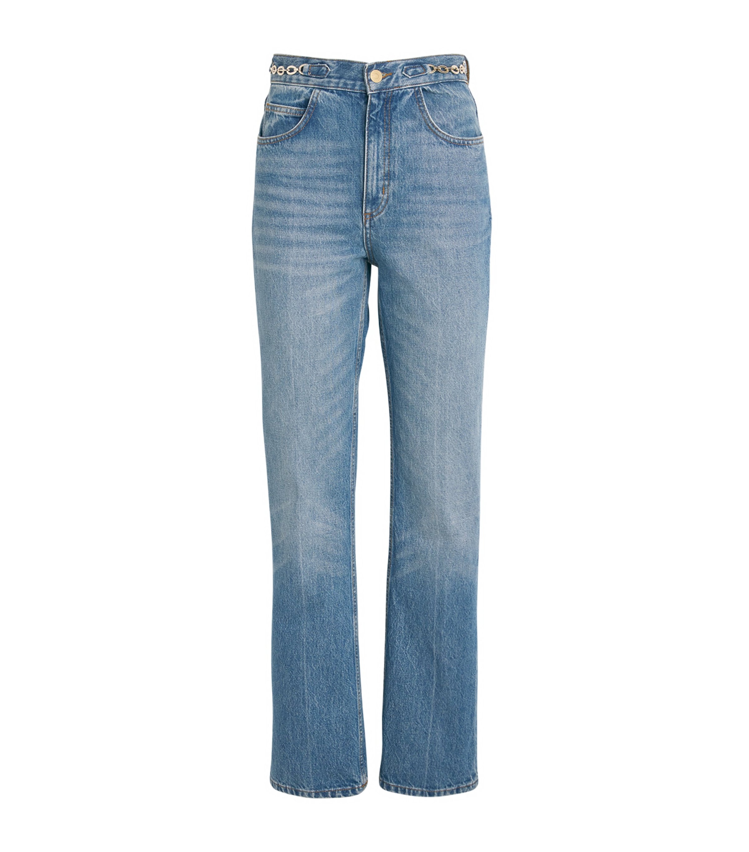 Sandro Chain-detail Wide-leg Jeans In Blue