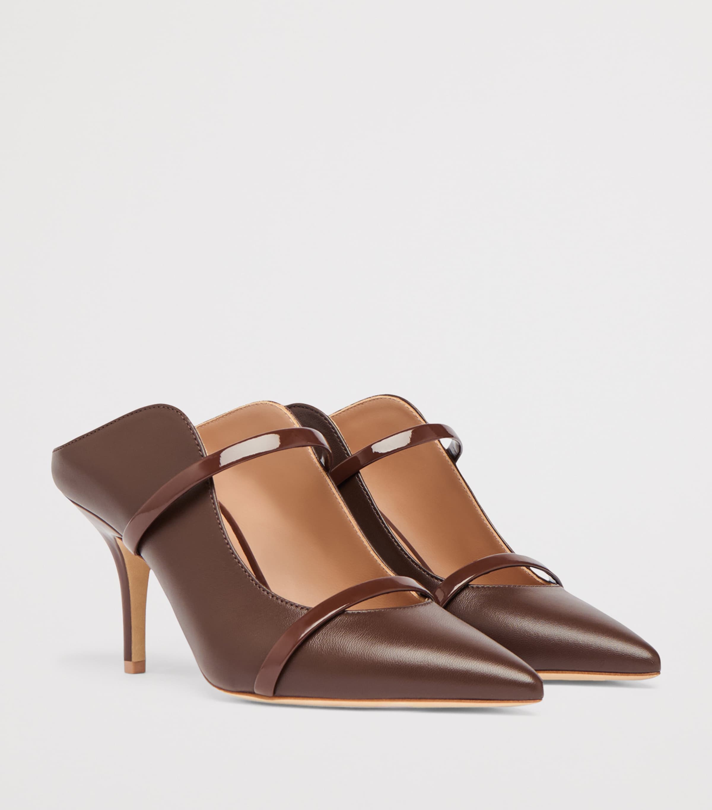 Leather Maureen Heeled Mules 70 TOBACCO Image 3