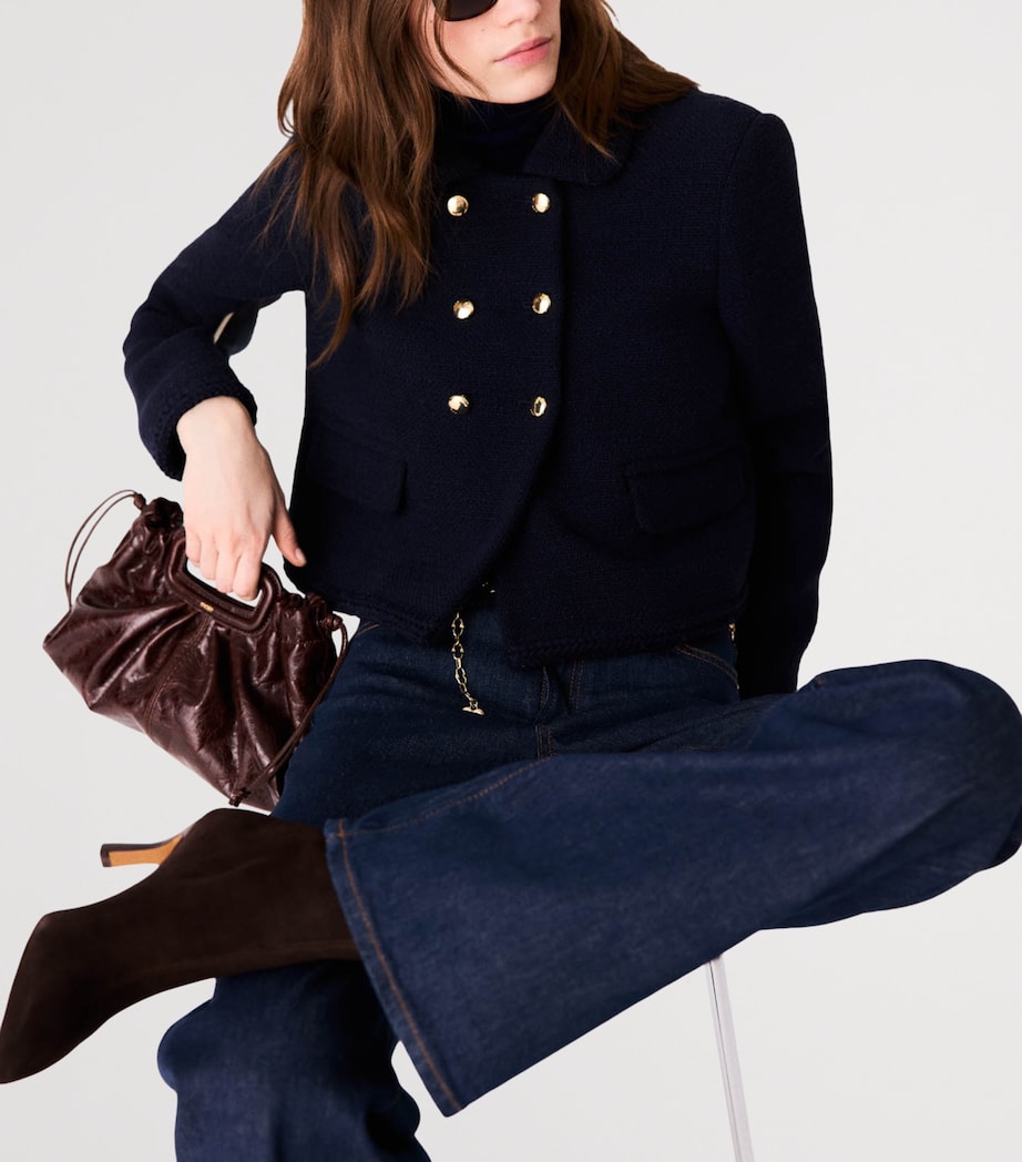 Maje Womens Tweed Cropped Jacket Navy Image 6