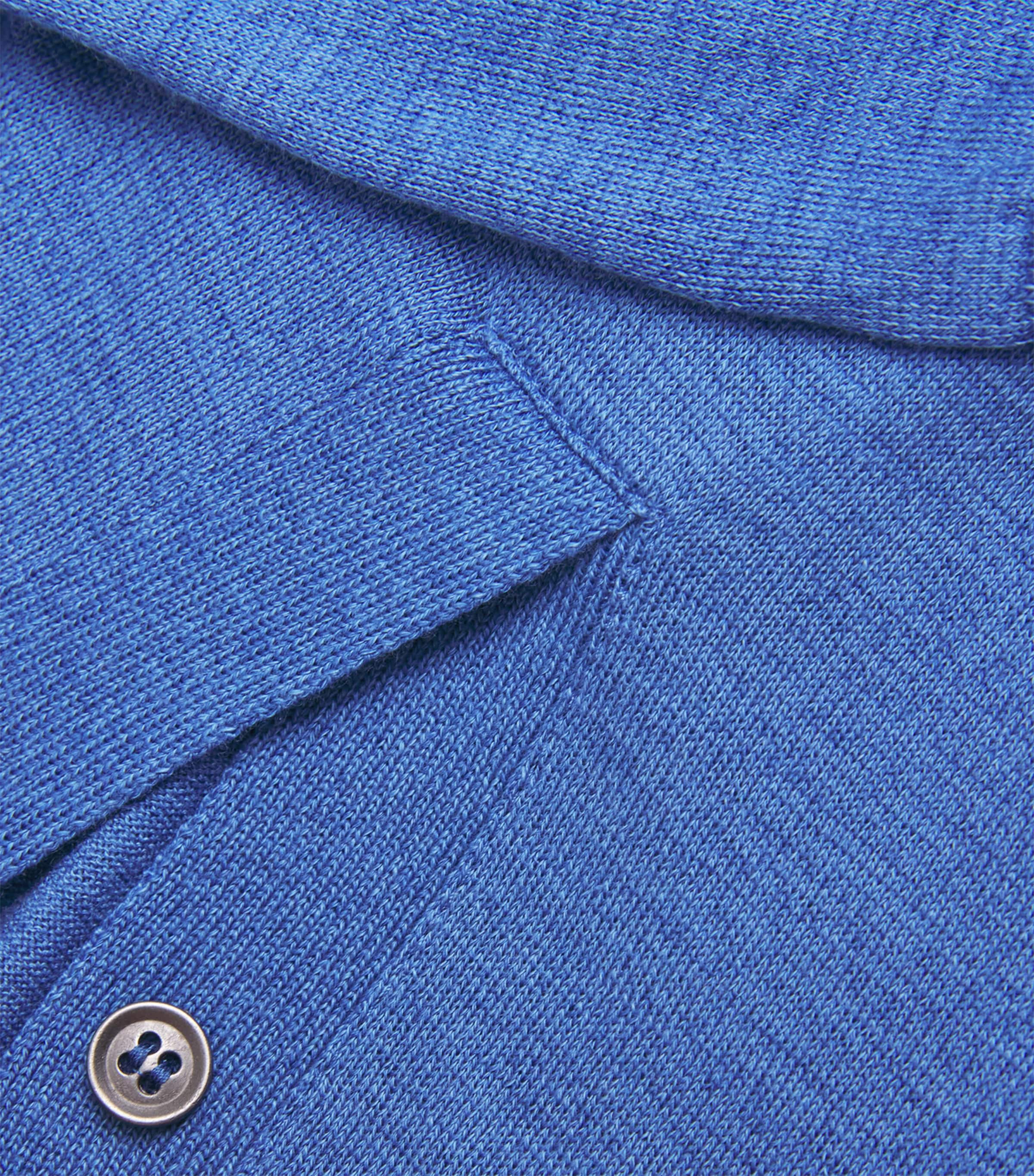 John Smedley Mens Wool-Cotton Leyburn Polo Shirt Ocean Image 5
