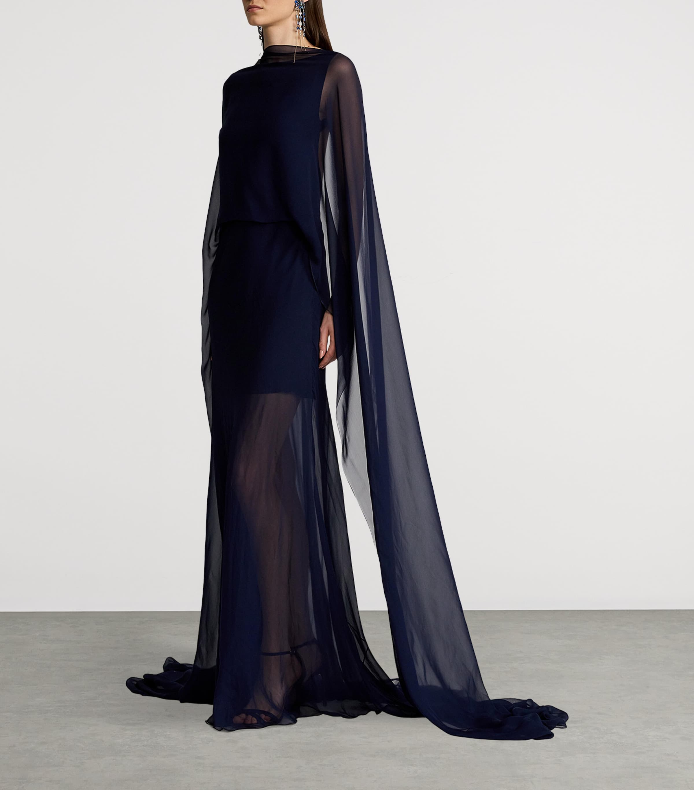 Silk Georgette Dylon Dress LUX NAVY Image 6