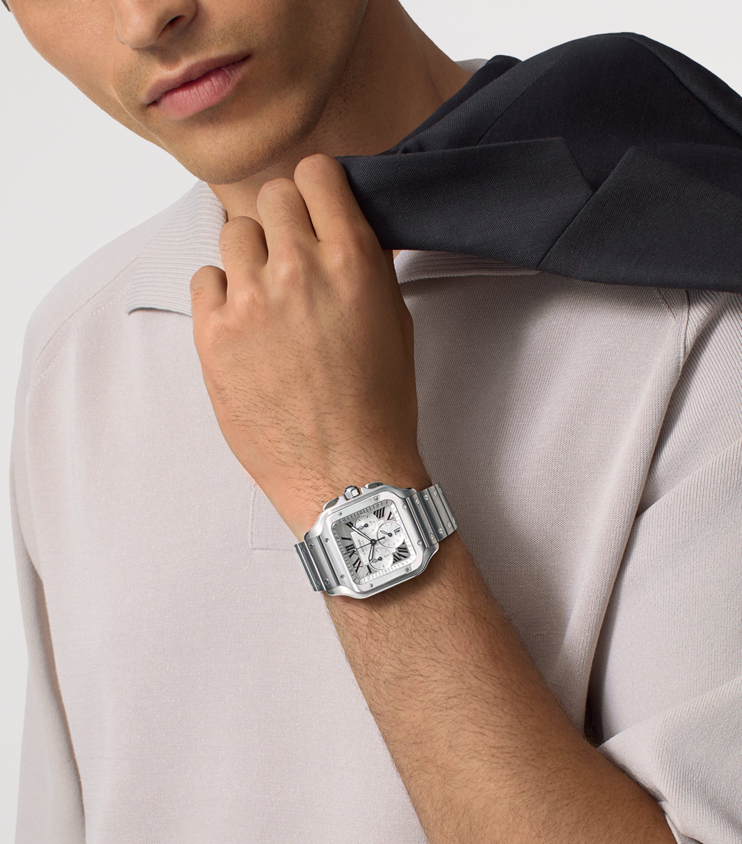 Cartier Large Stainless Steel Santos de Cartier Chronograph Watch 39.8mm Steel Image 2