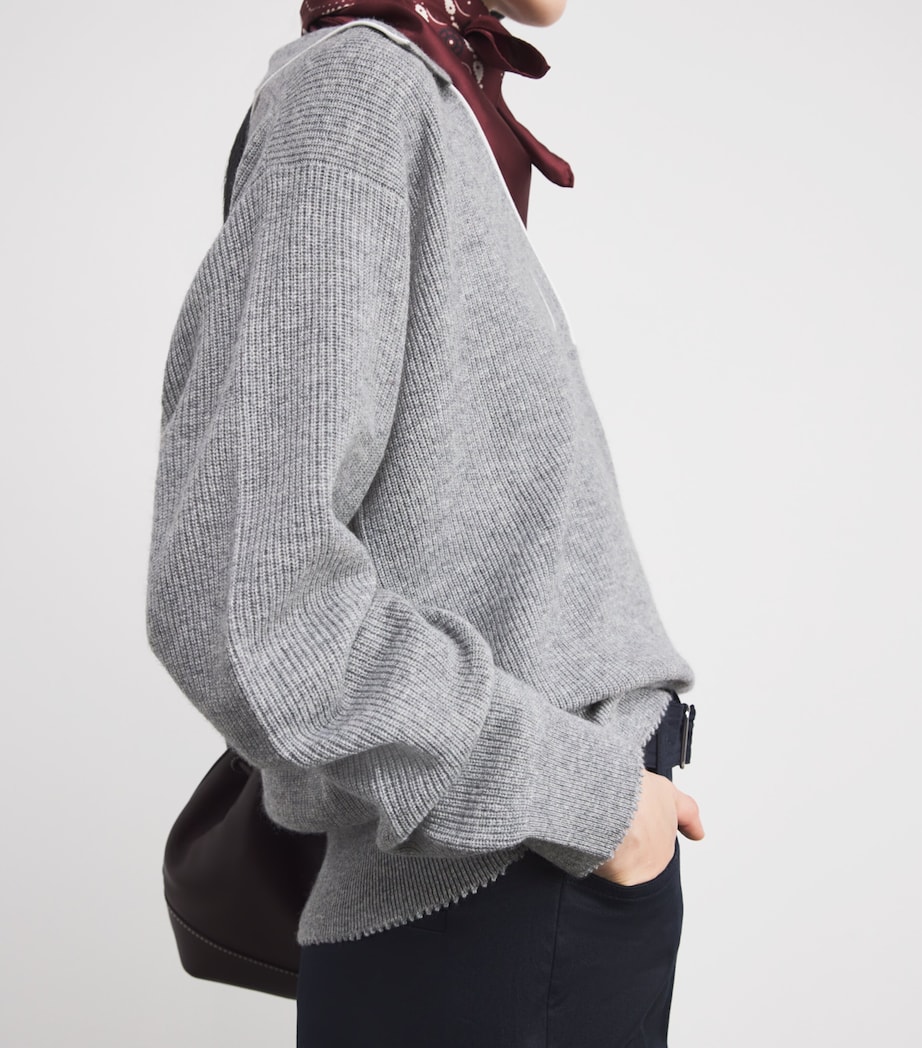 Wool-Cashmere Open-Collar Sweater GREY Image 6