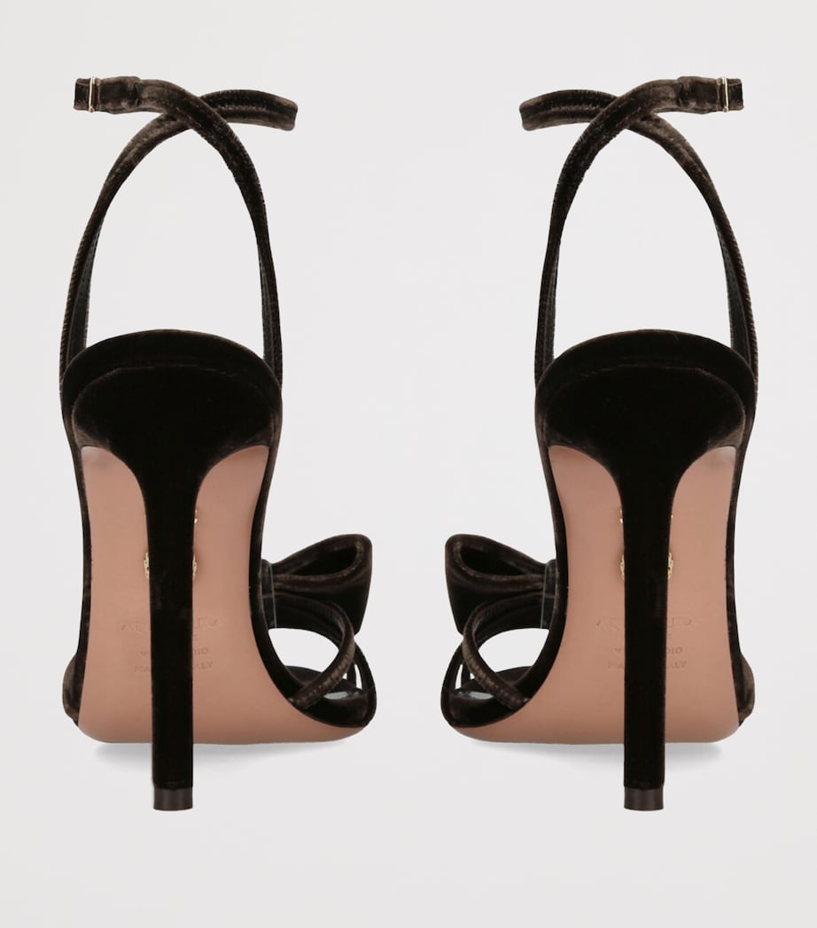 Velvet Bow Tie Heeled Sandals 105 DARK BROWN Image 2