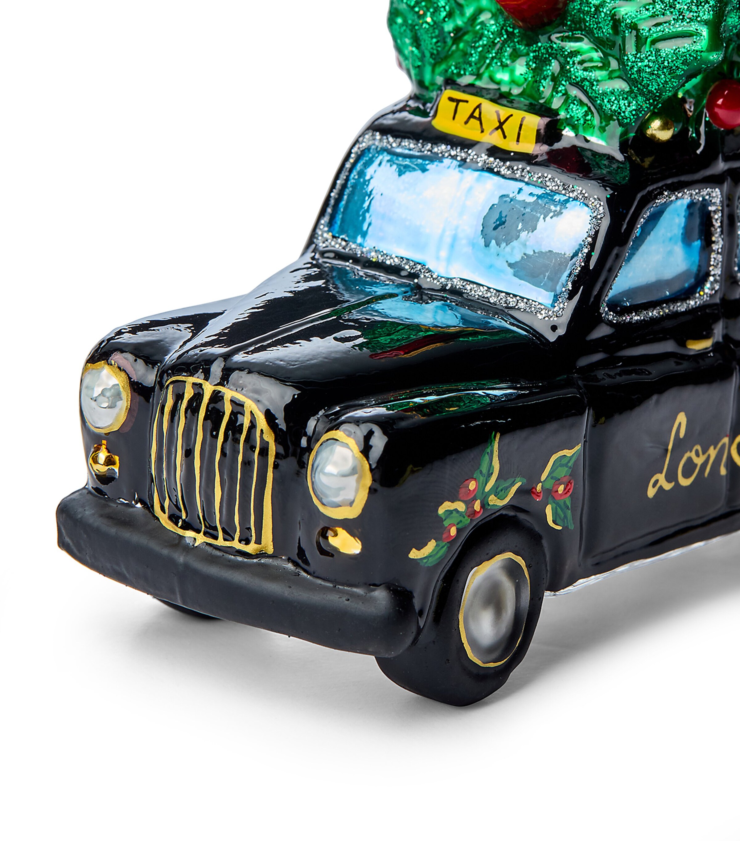 Harrods Glass London Taxi Tree Ornament | Harrods UK