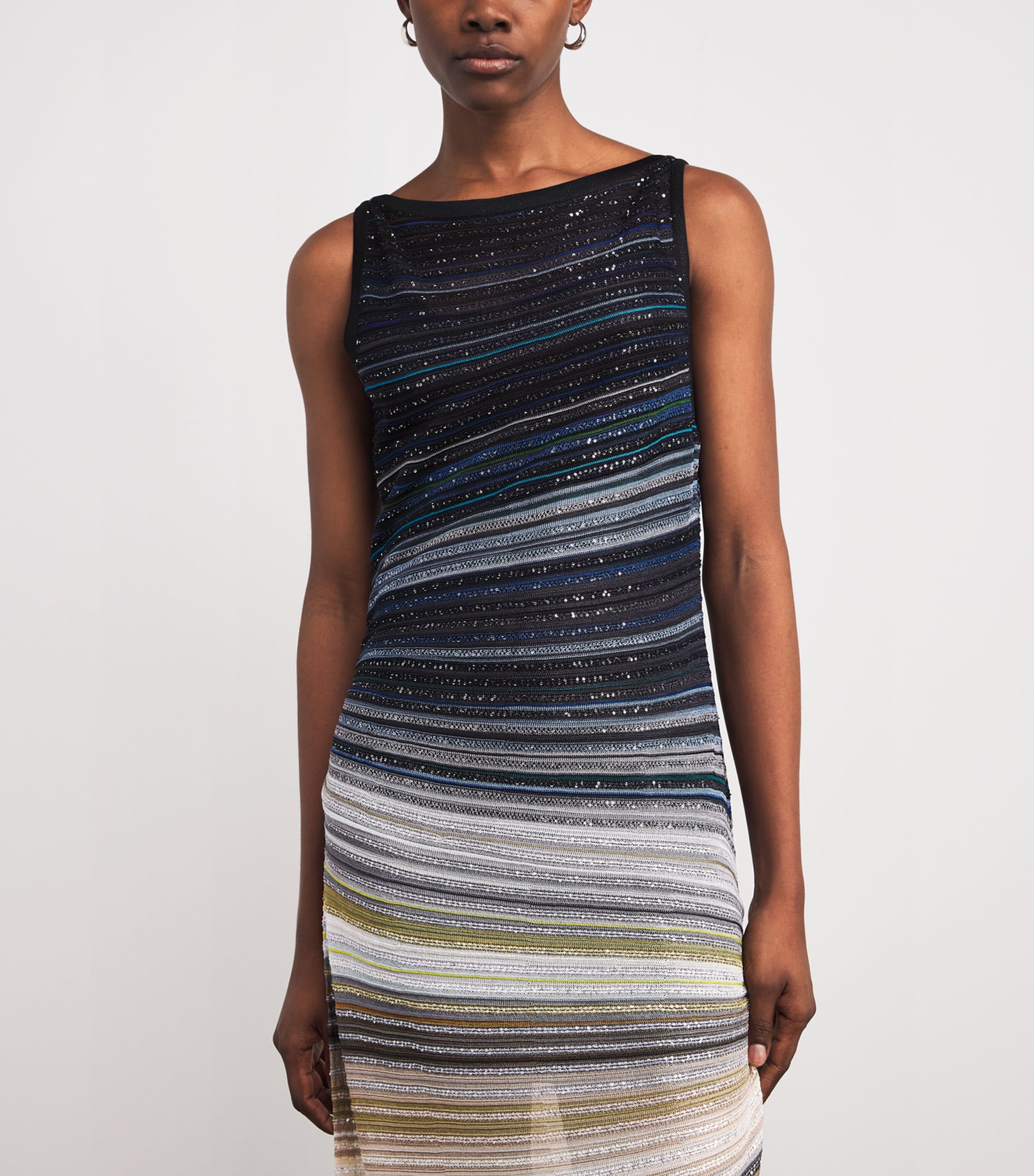 Lamé Embellished Stripe Maxi Dress SM9WR BLUE/LGHT GREY Image 4