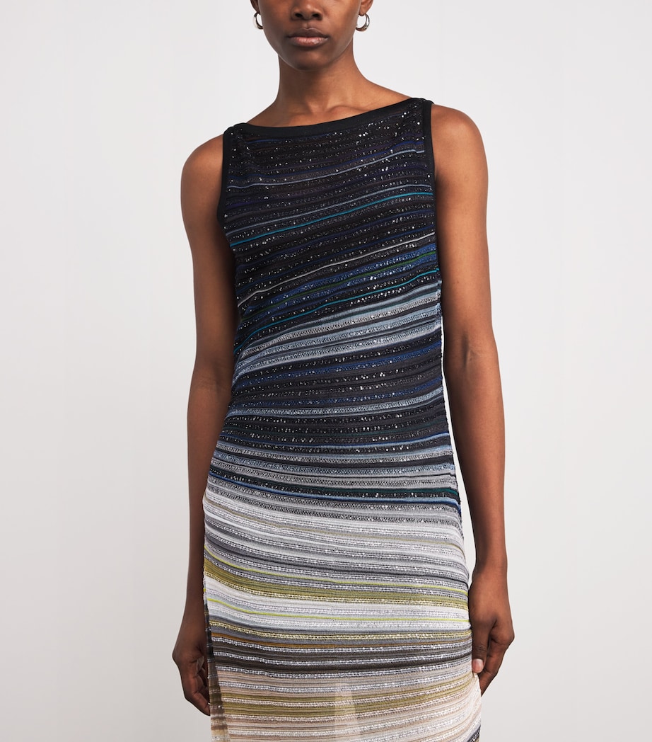 Lamé Embellished Stripe Maxi Dress SM9WR BLUE/LGHT GREY Image 4