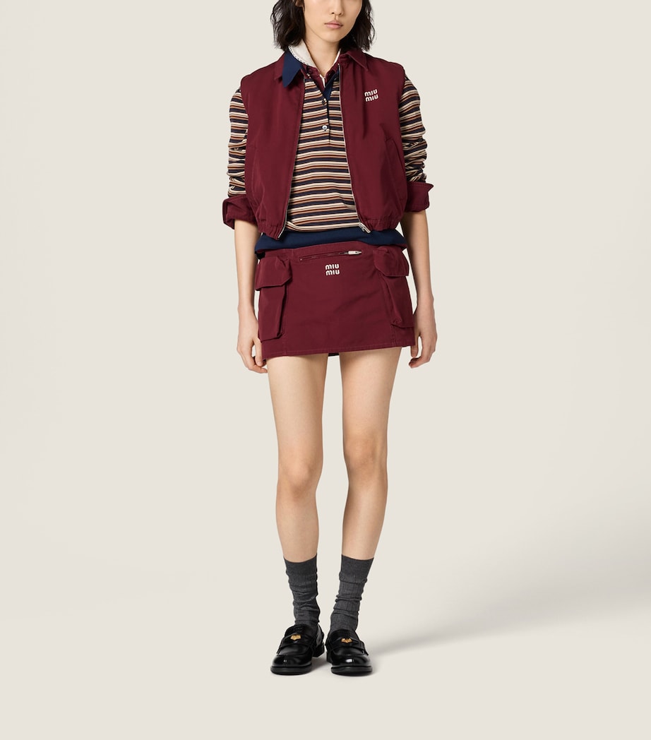 Miu Miu Womens WASHED POPLIN VEST. Burgundy Image 2