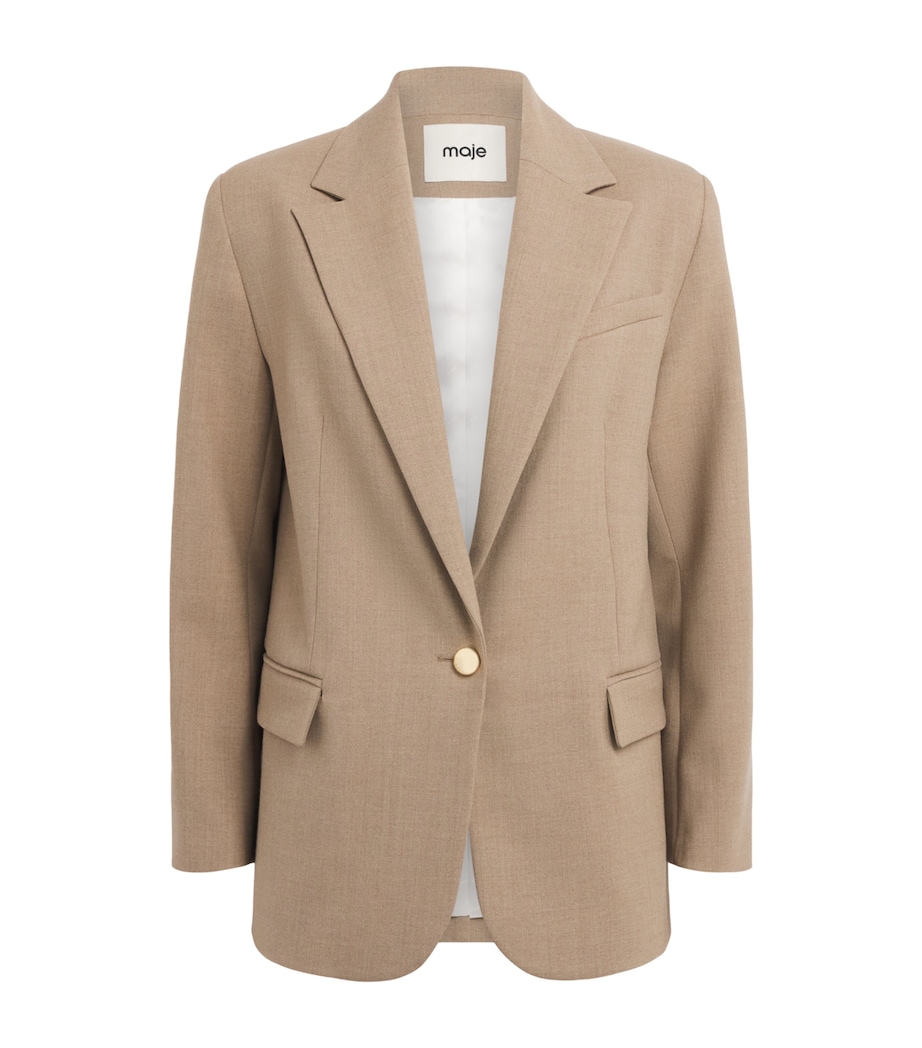 Maje Womens Single-Button Blazer Beige Image 1