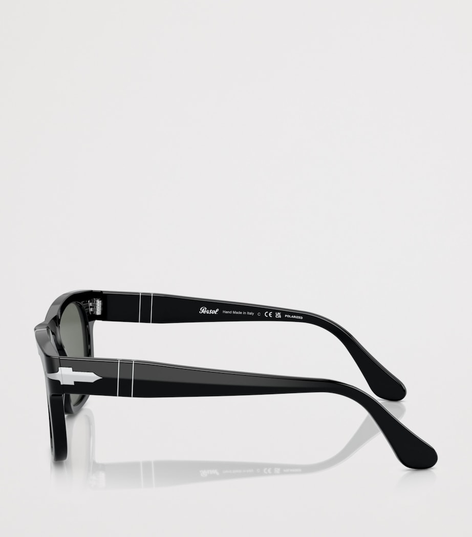 Persol Acetate Rectangle Sunglasses Black Image 3