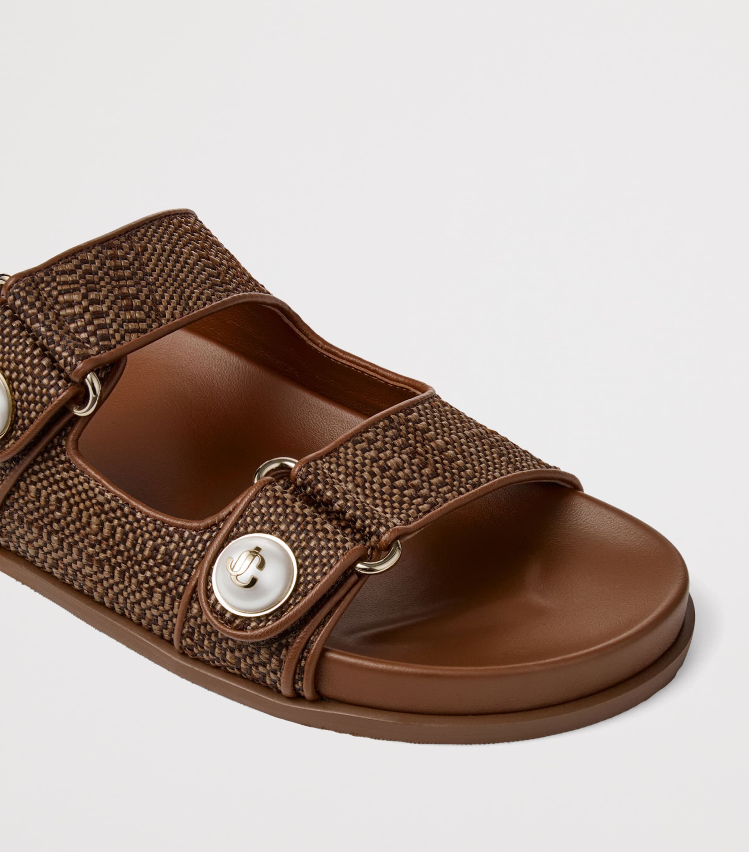 Jimmy Choo Fayence Raffia Flat Sandals Tan Image 6