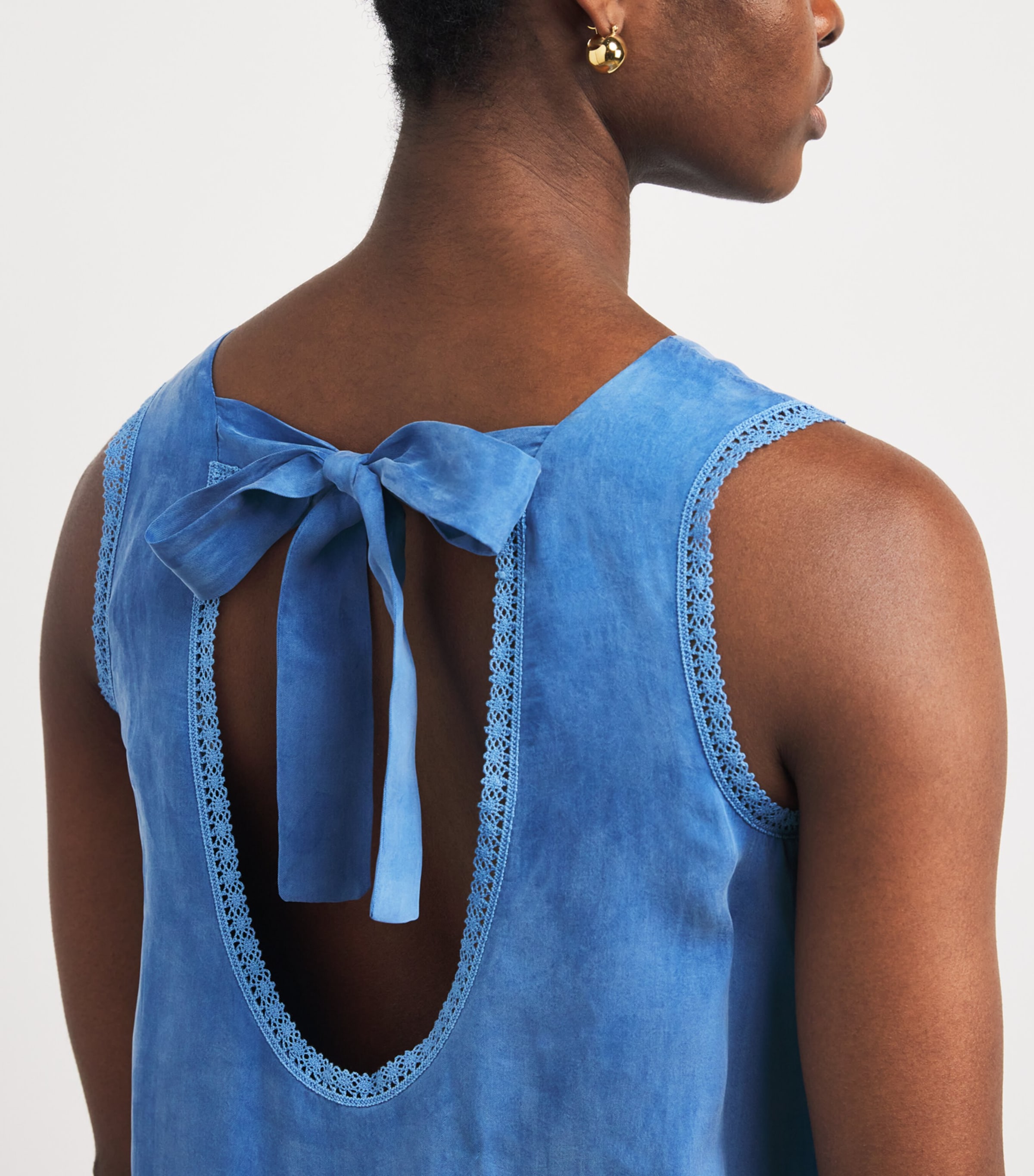 Claudie Pierlot Womens Lace-Trim Babydoll Mini Dress Amsterdam Blue Image 3