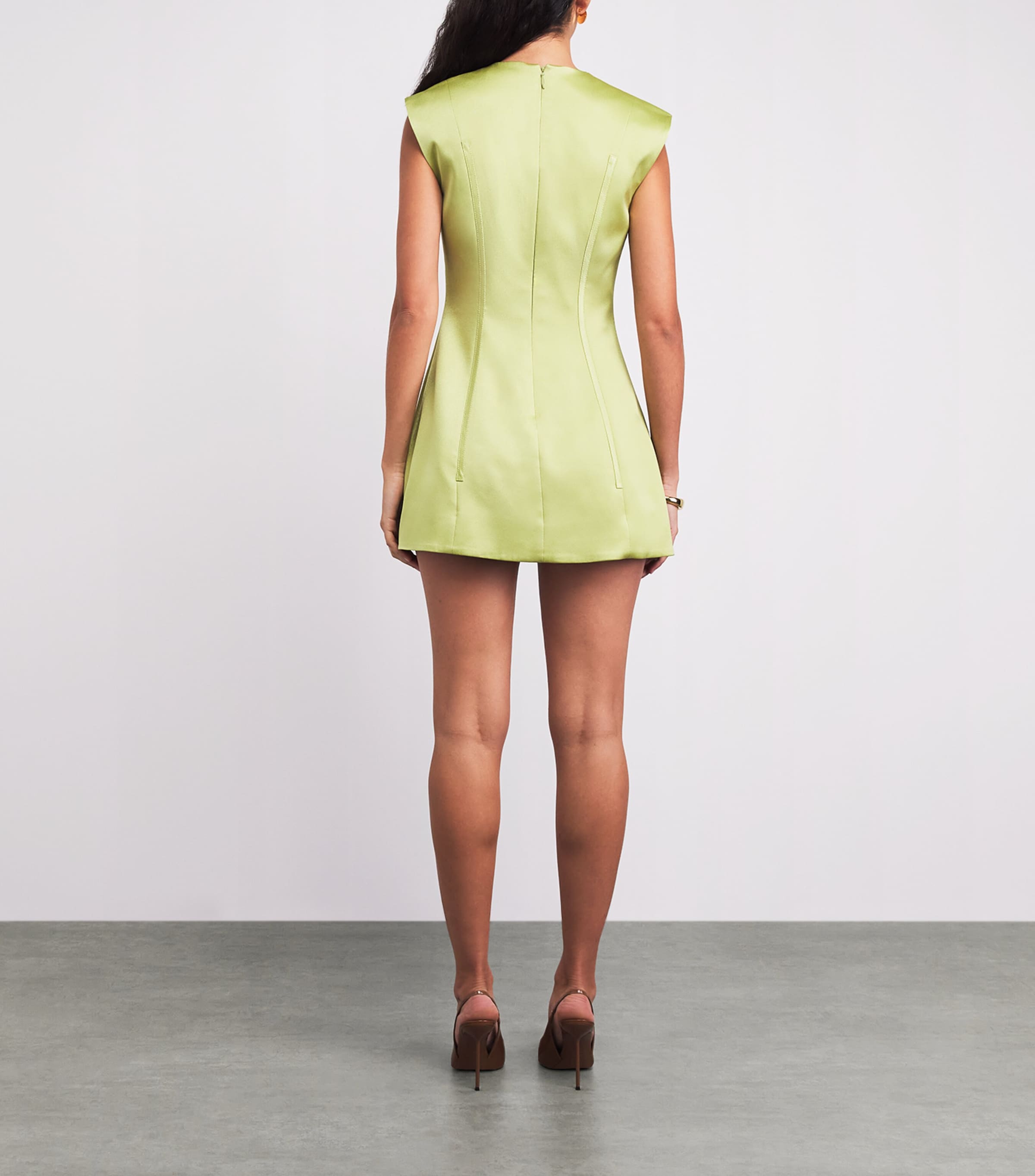 Rachel Gilbert Womens Satin Hallie Mini Dress Lime Image 4