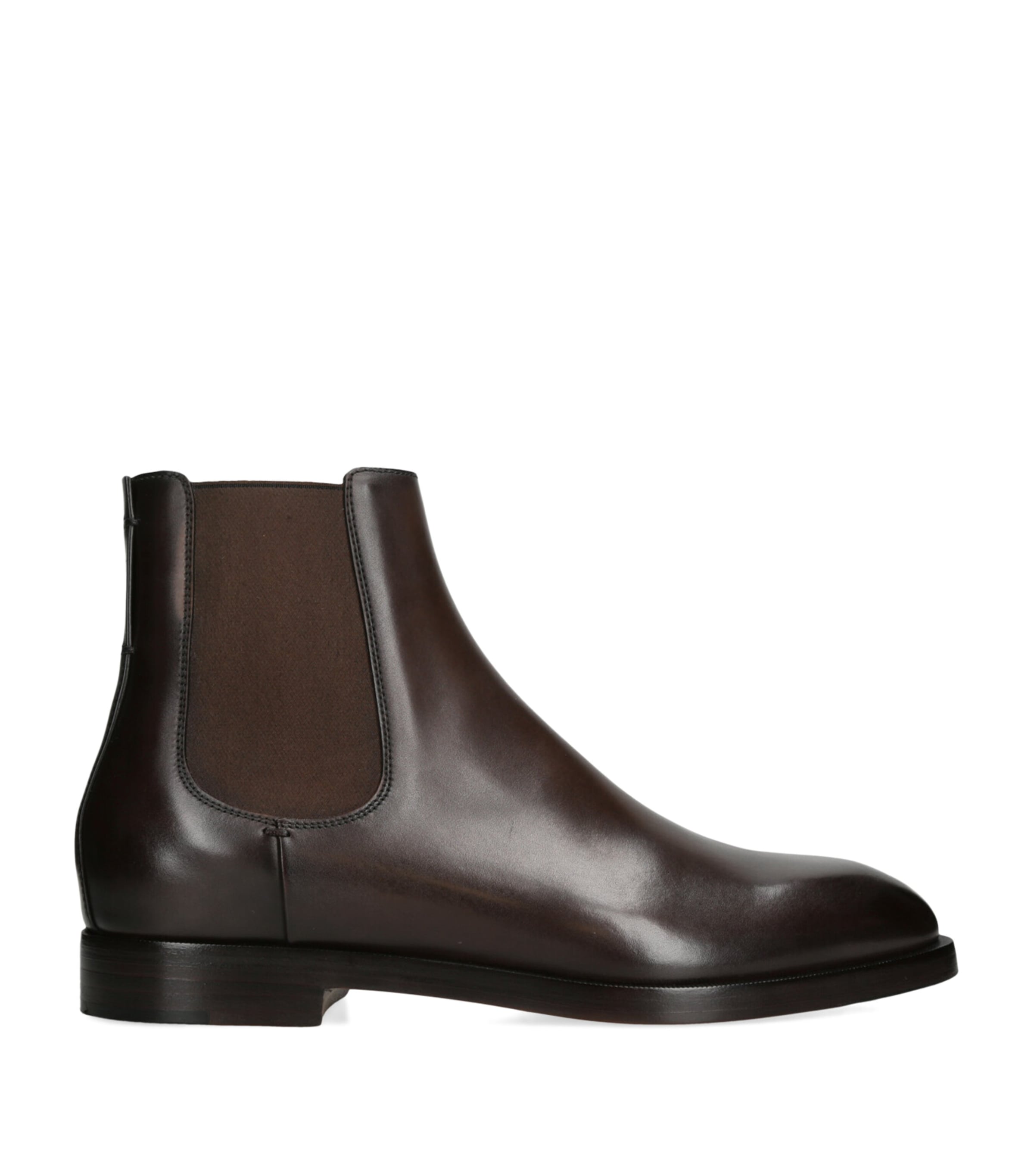 Zegna Leather Torino Chelsea Boots In Brown