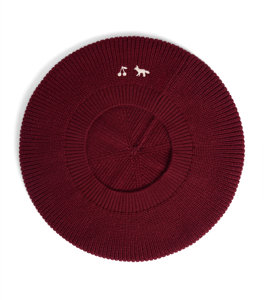 Bonpoint x Maison Kitsuné Cotton-Cashmere Knitted Beret Bordeaux Image 1