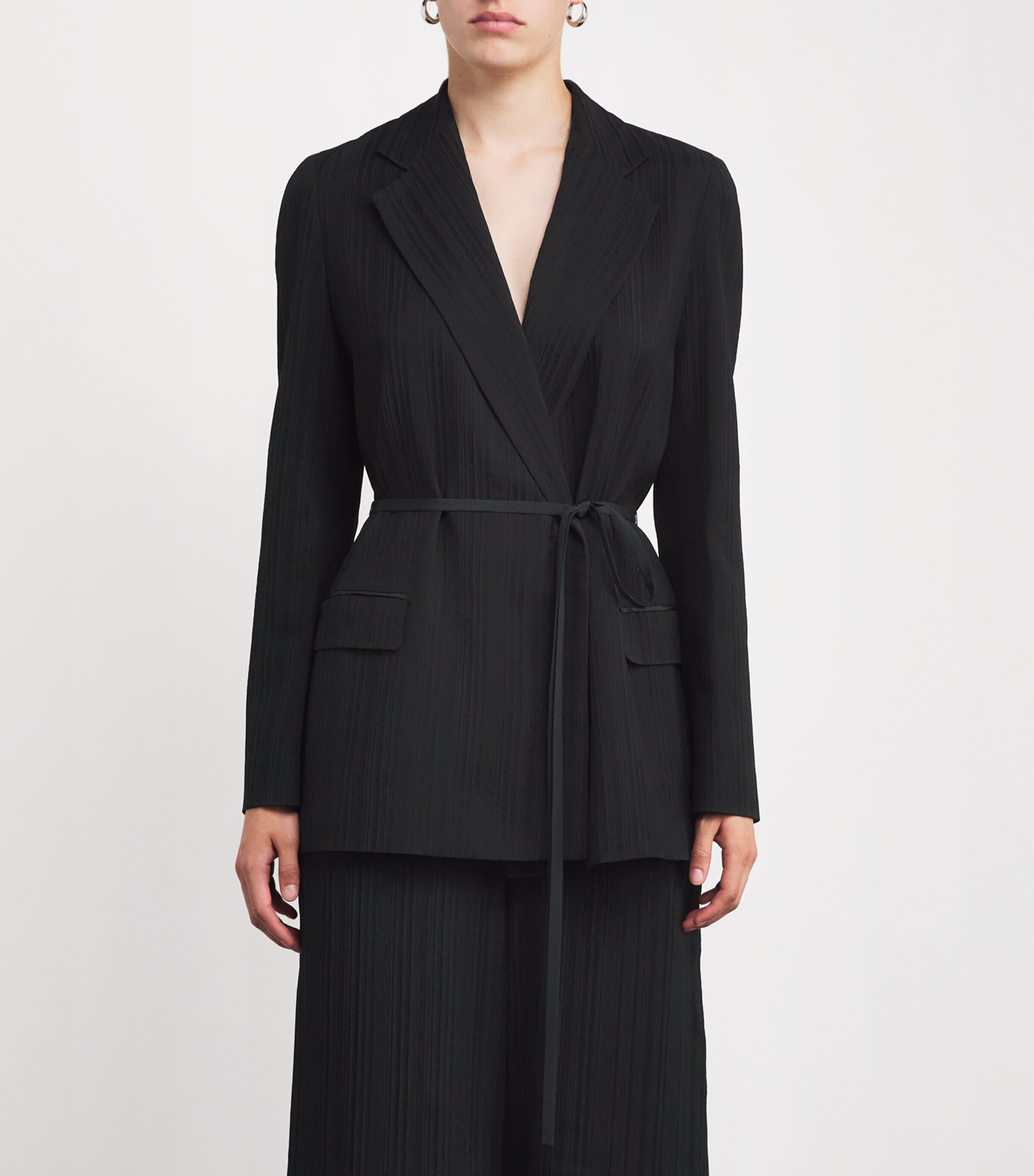 Joseph Black Pleated Double-Breasted Amelot Blazer | Harrods QA