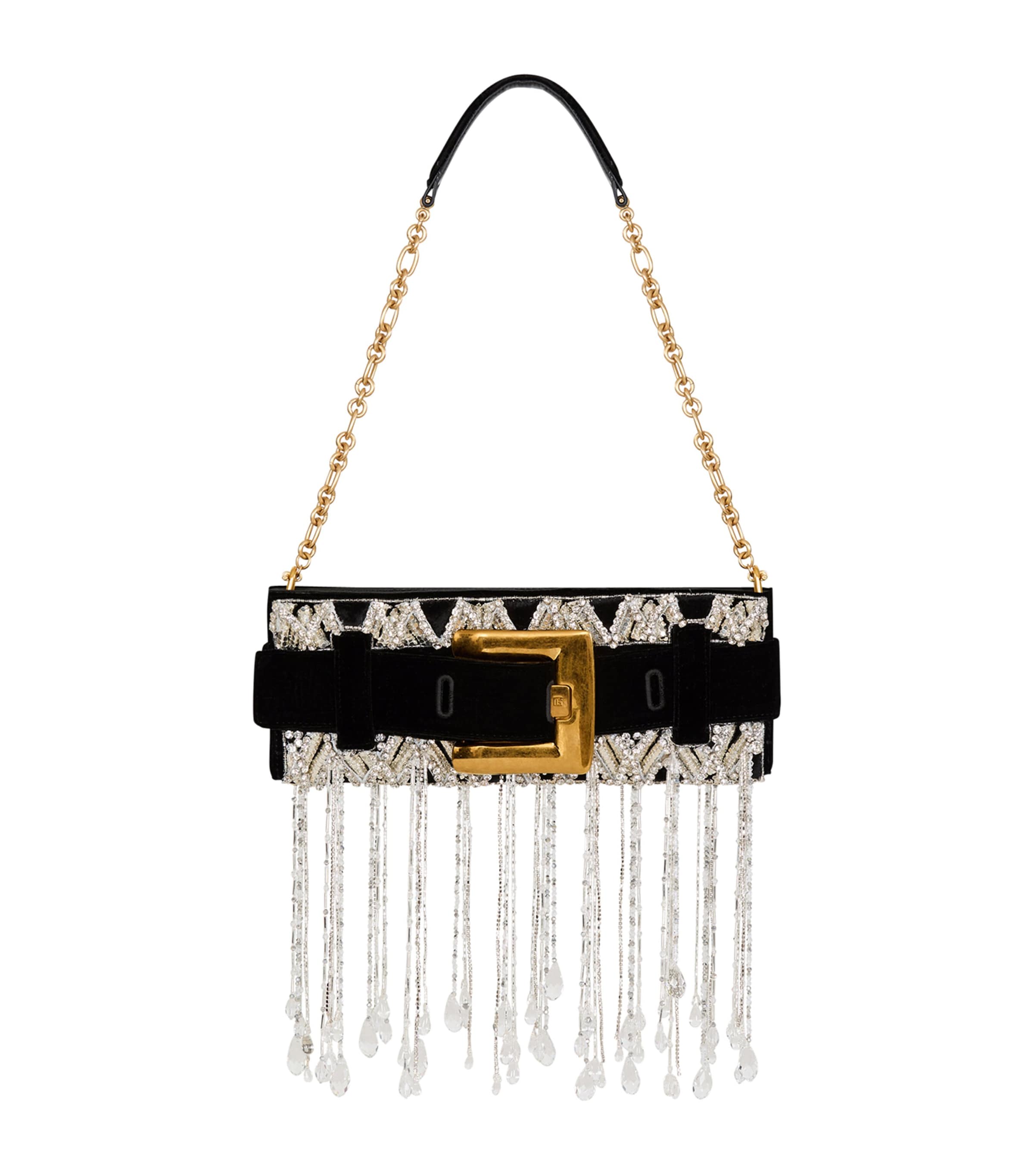Balmain Embellished Anthem Clutch Bag Eaw Noir/cristal Image 1