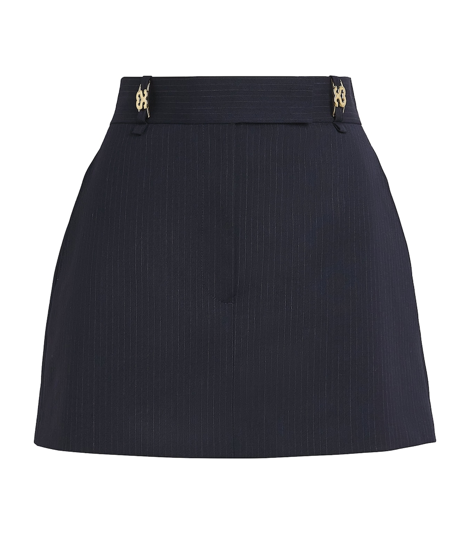 Sandro Paris Womens Wool-Blend Pinstripe Mini Skort Navy Blue Image 1