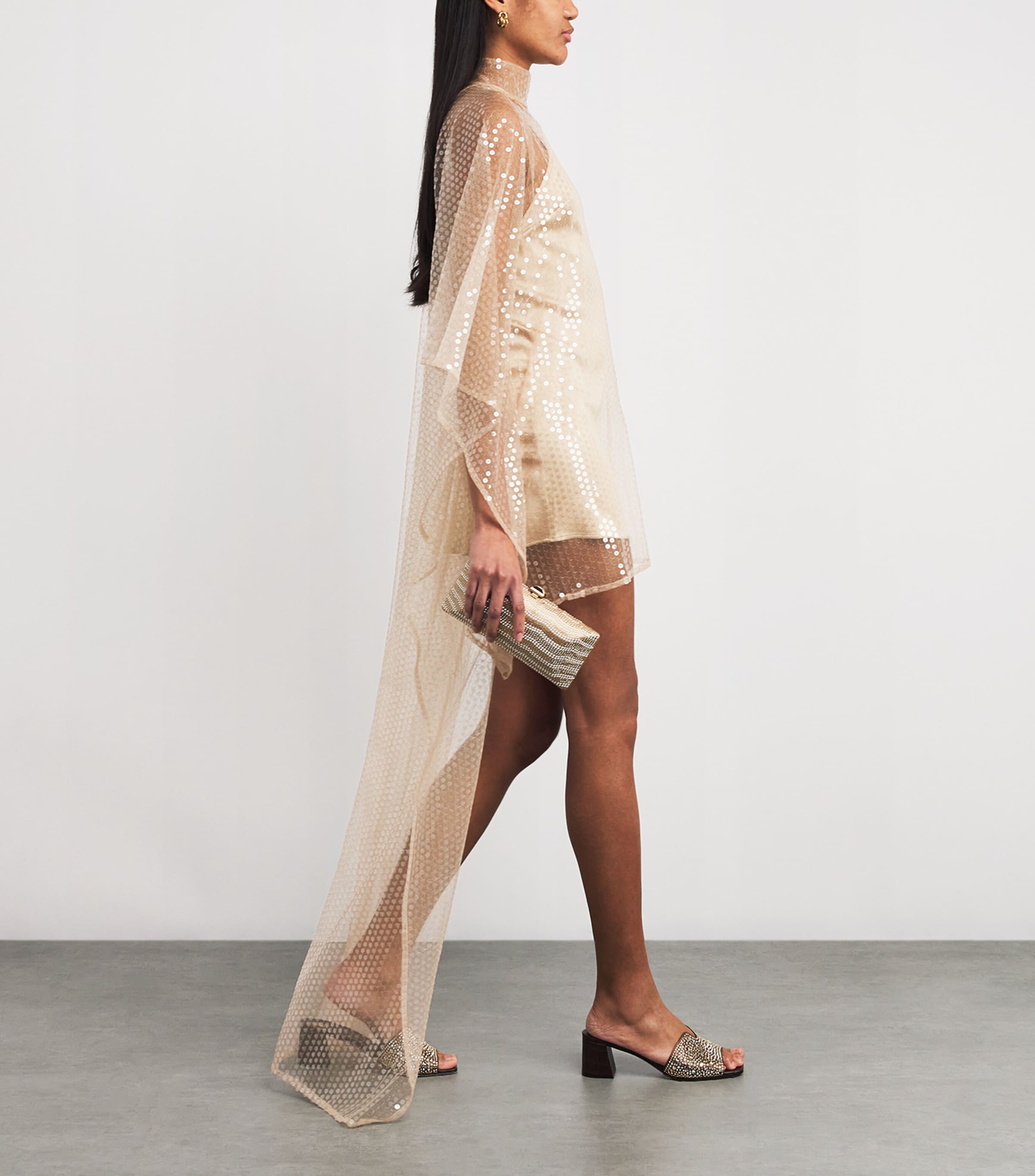 Sequinned Denver Disco Kaftan Mini Dress CIPRIA Image 2