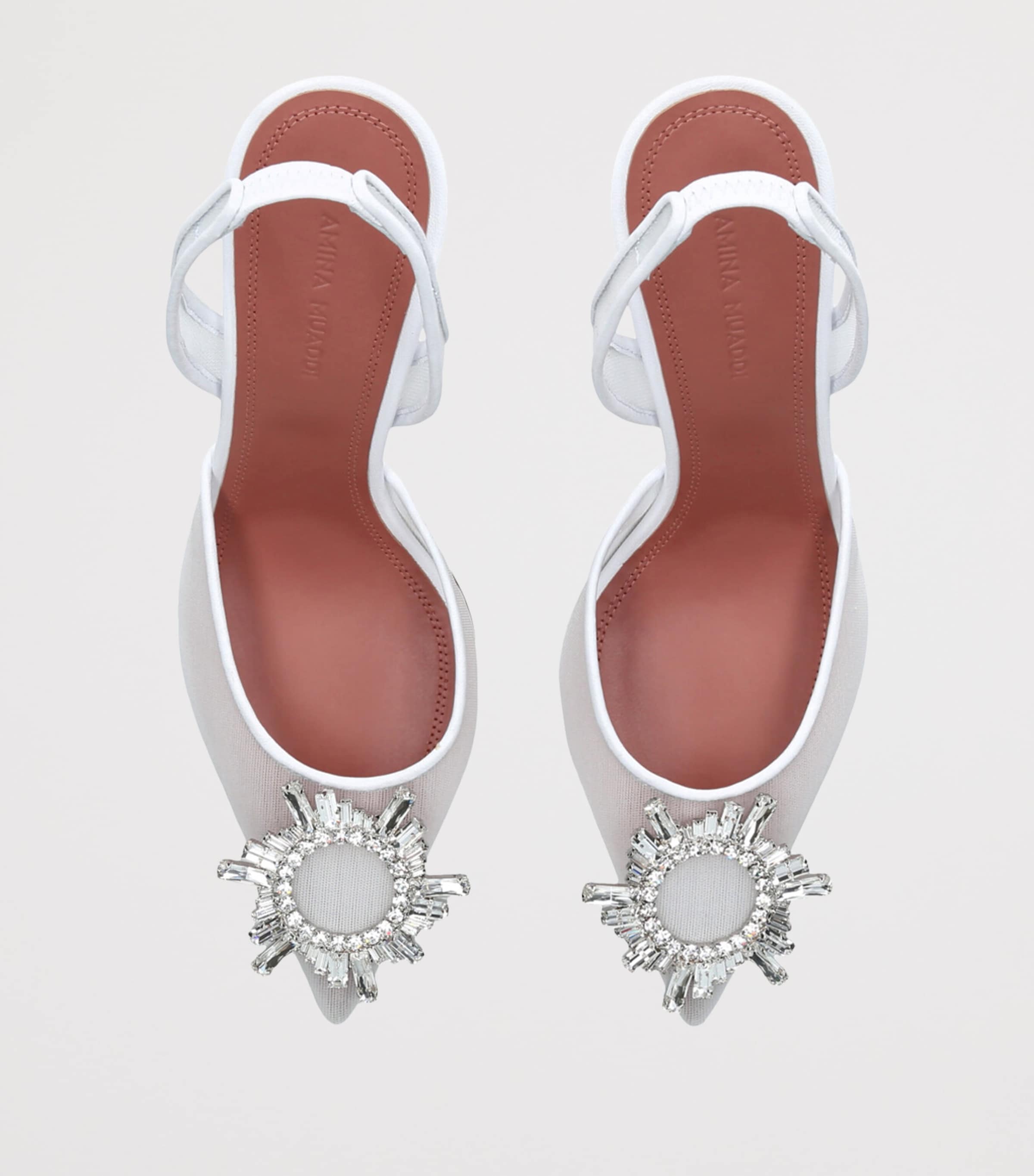 Amina Muaddi Mesh Begum Slingback Pumps 95 White Image 4