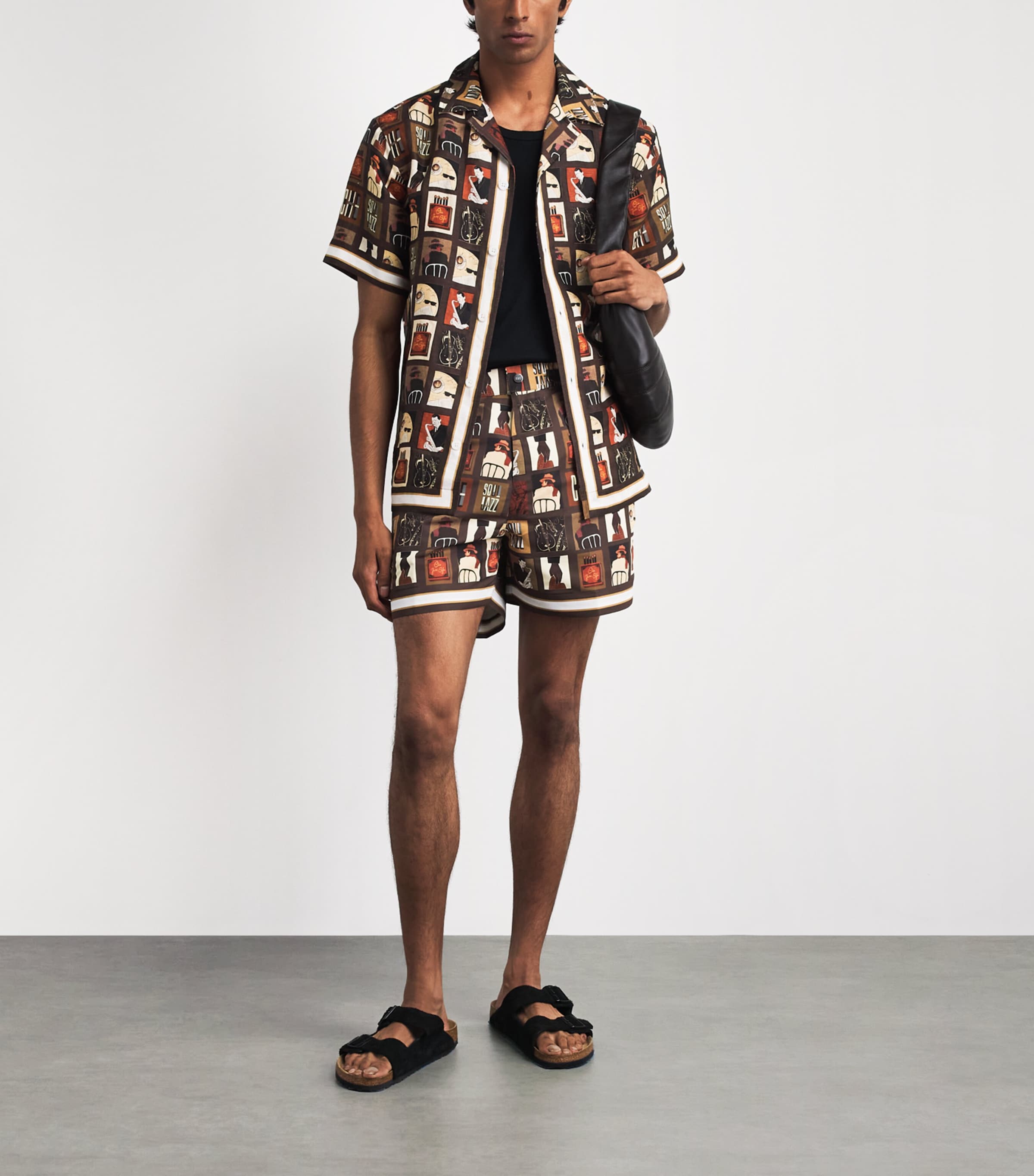 CHÉ Mens Printed Wilson Swim Shorts Chocolate Brown Image 2