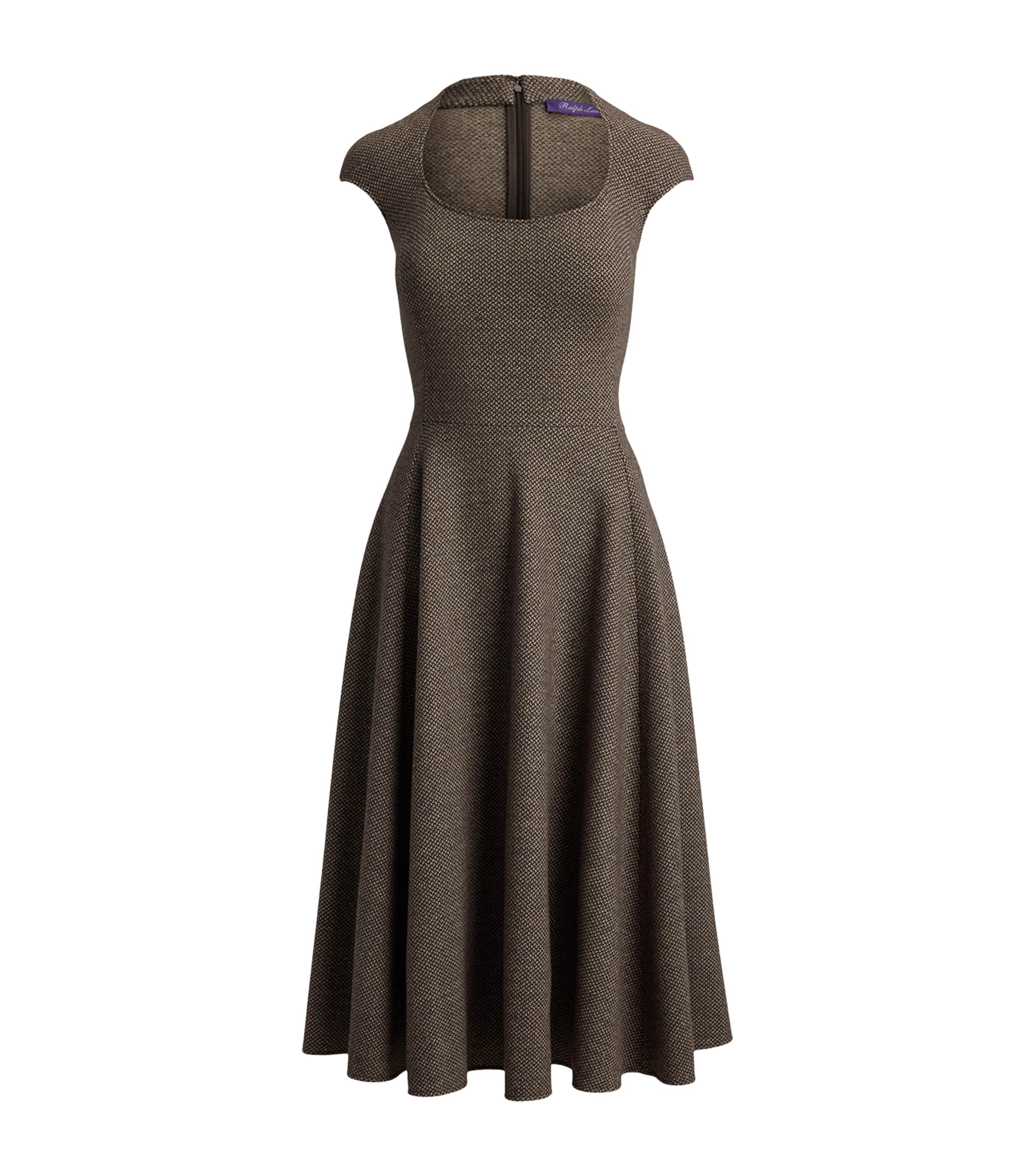 Ralph Lauren Collection Womens Wool-Silk Tweed Maisey Midi Dress Porcini/honey Multi Image 1