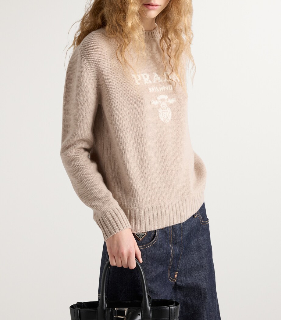 Prada Womens Wool-Cashmere Logo Sweater Image 3