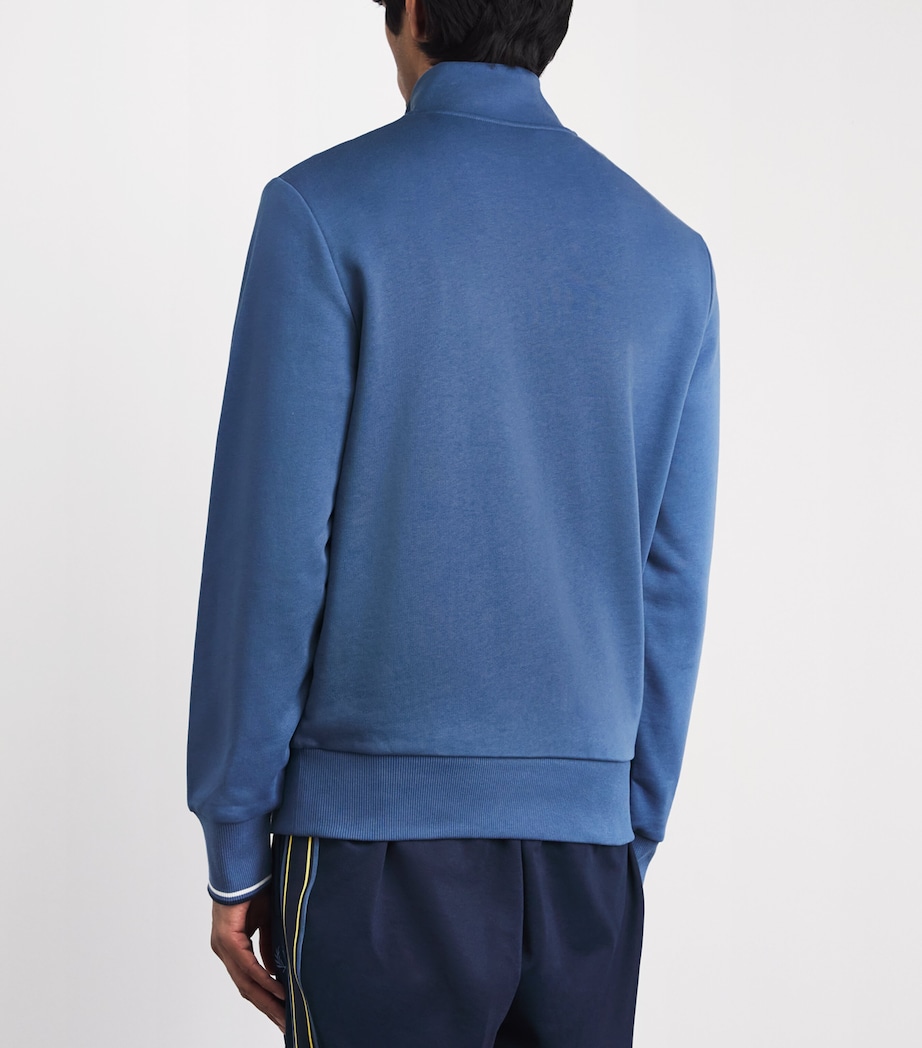 Fred Perry Mens Cotton Half-Zip Sweatshirt Abl/snwt/tnsbl Image 5