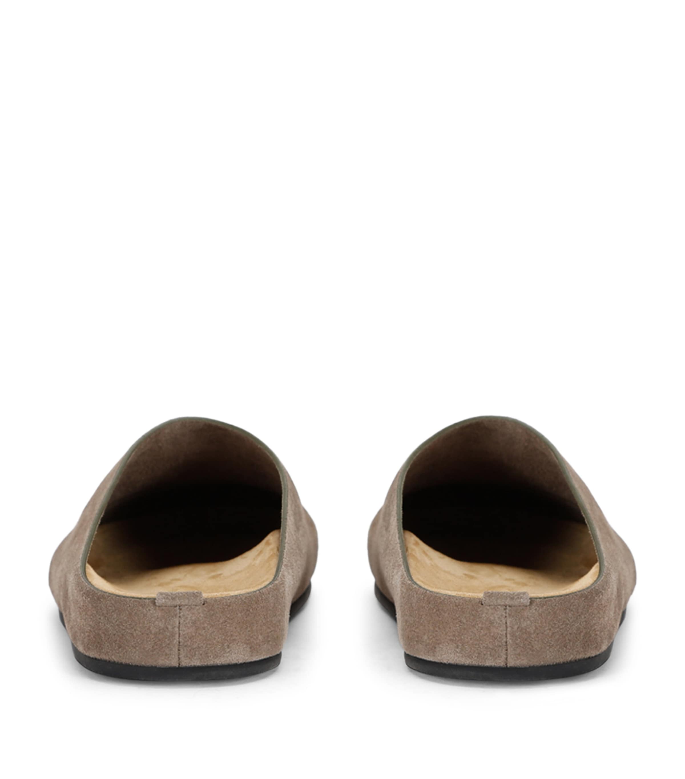 The Row Hugo Suede Slides | Harrods US