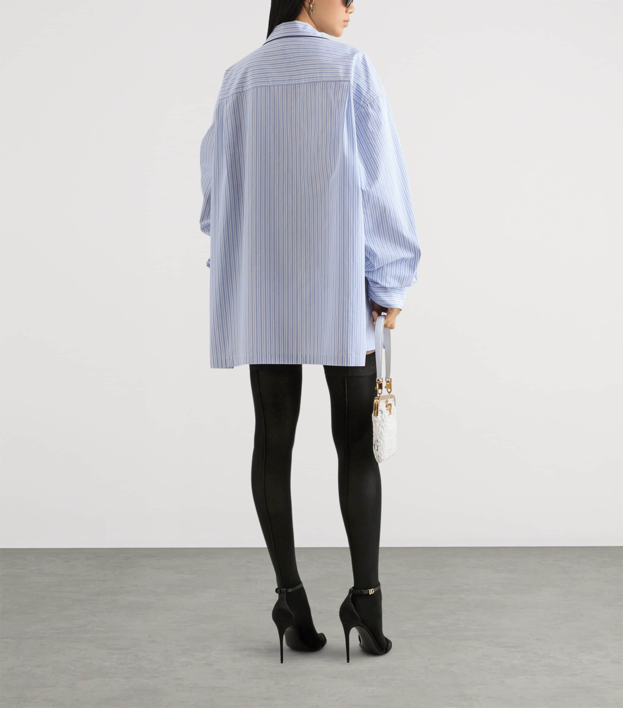 Dolce&Gabbana Womens Cotton-Silk Stripe Oversized Shirt Stri Image 3