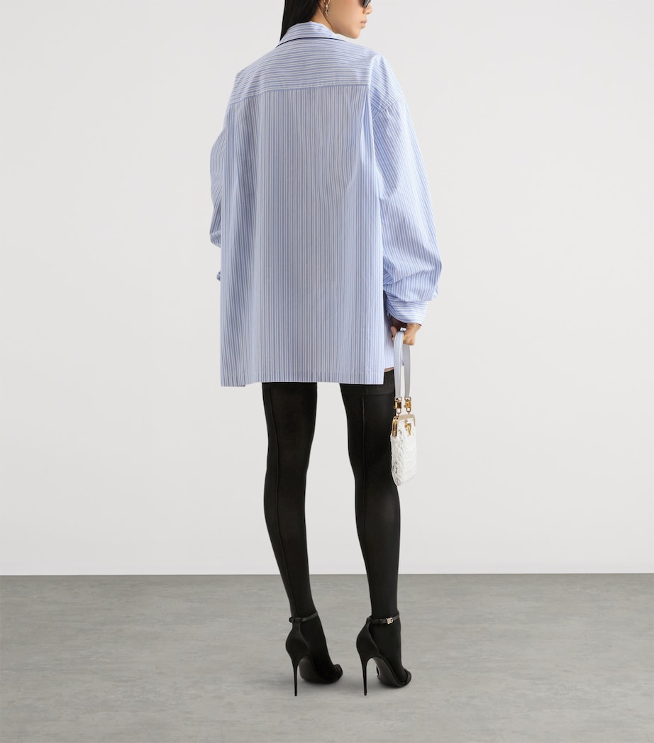 Dolce&Gabbana Womens Cotton-Silk Stripe Oversized Shirt Stri Image 3