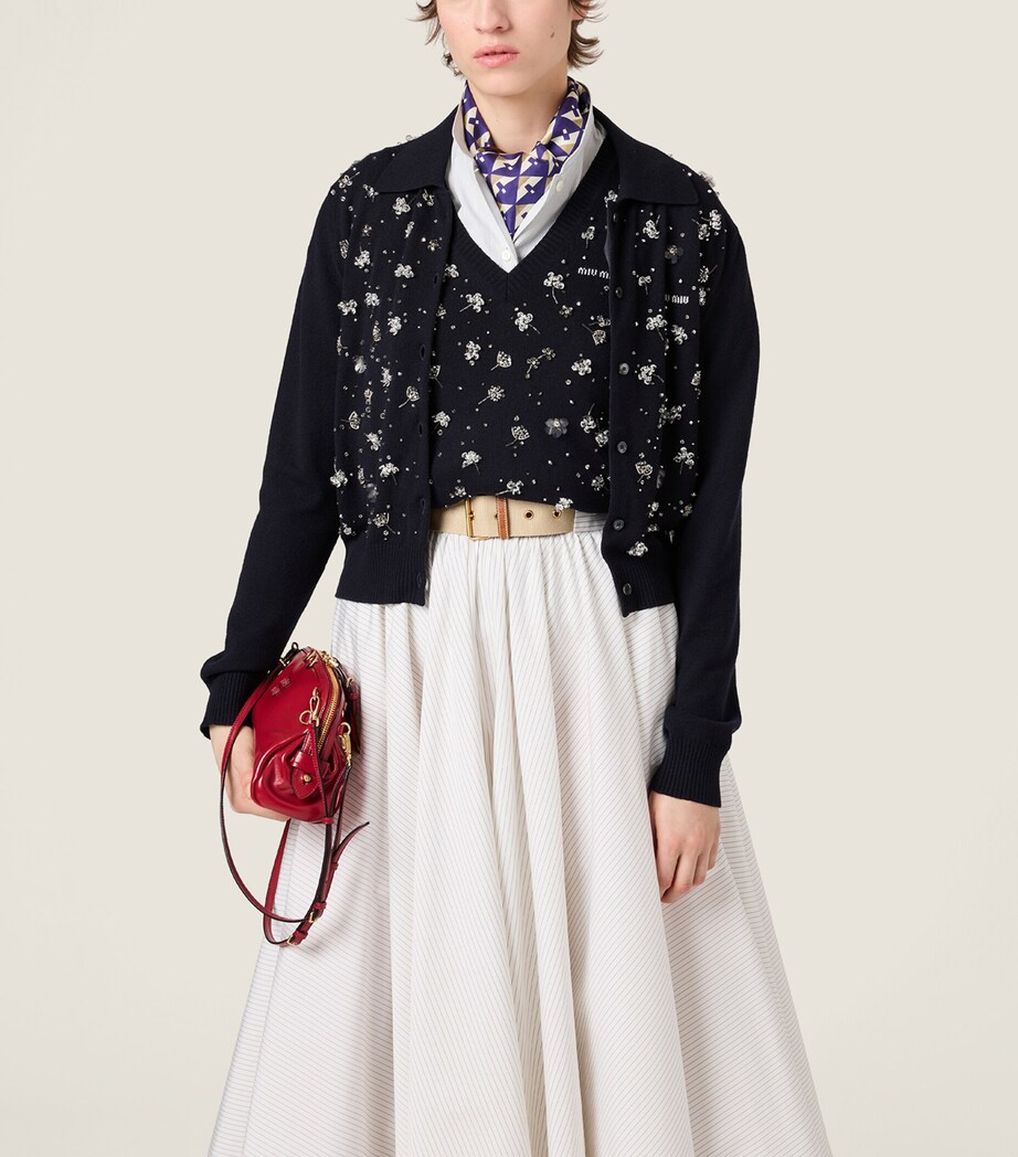 Miu Miu Womens Stand-Collar Pinstripe Shirt Image 4