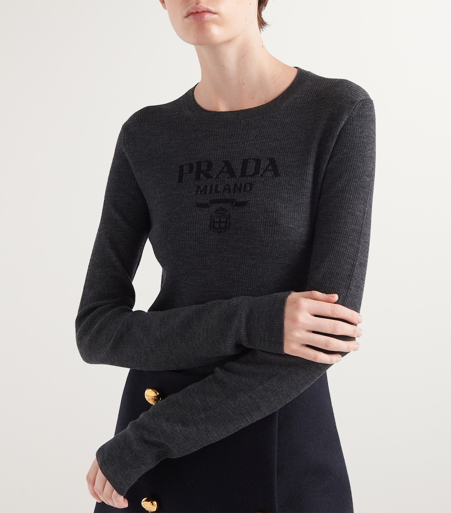 Wool-Blend Superfine Logo Sweater F0308 Image 3