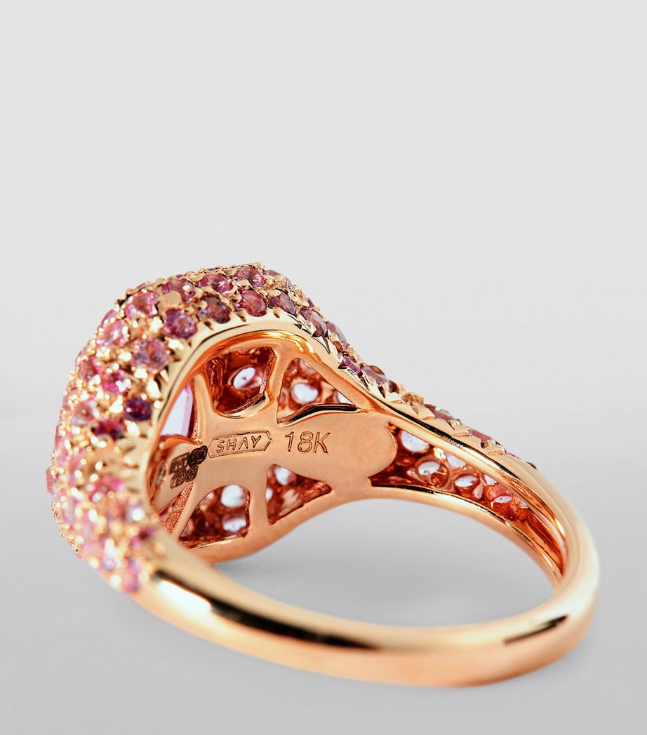 Rose Gold and Pink Sapphire New Modern Pinky Ring ROSE GOLD Image 6